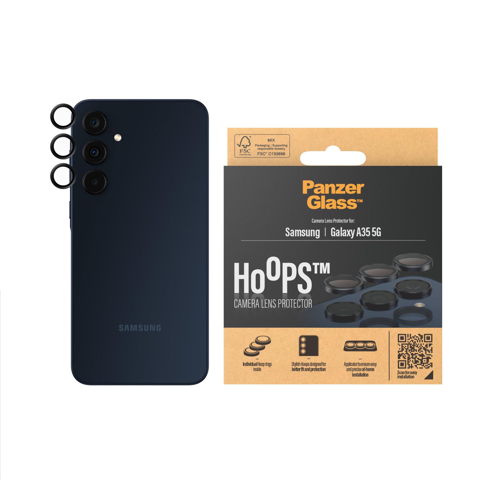 PanzerGlass ® Hoops® Schwarz Kameraschutz Samsung Galaxy A35 5G