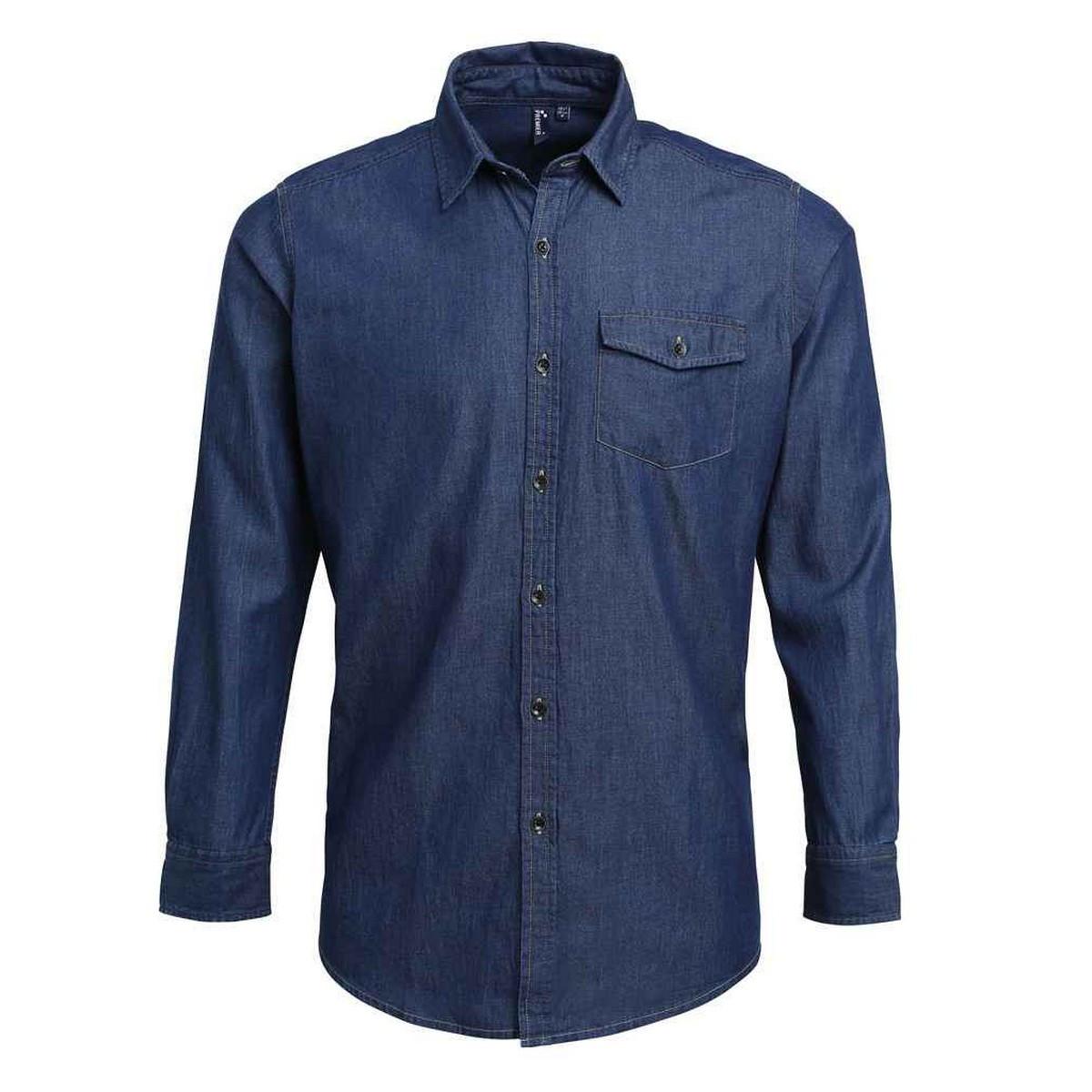 PREMIER Denim Hemd mit Kontrastnähten