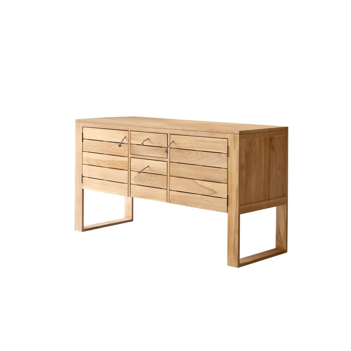 Tikamoon Waschtischunterschrank aus massivem Teakholz 145 cm Minimalys