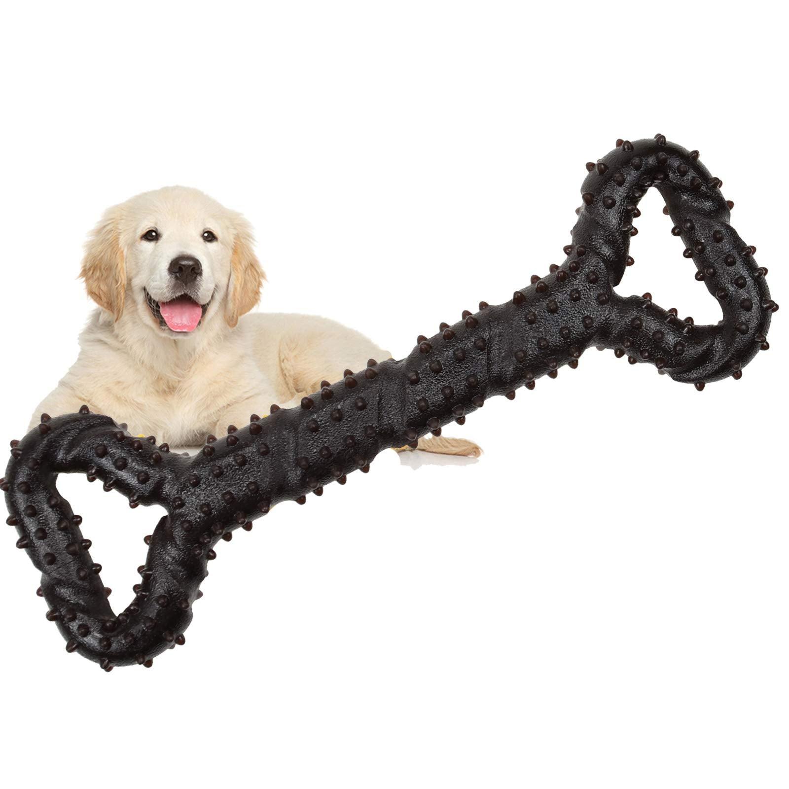 Alopini Robustes Hundespielzeug in Form eines Kauknochens aus Hartgummi mit konvexem Design