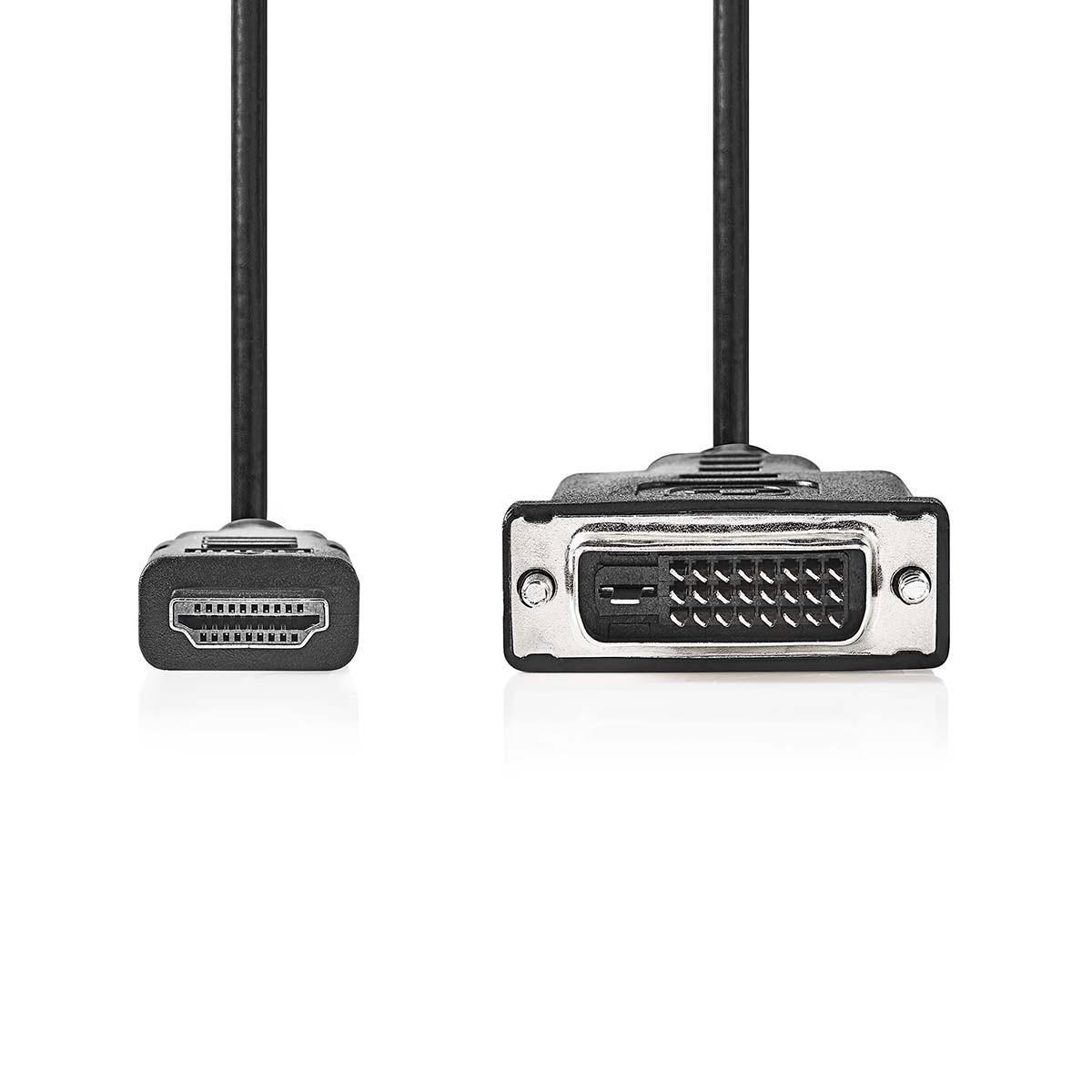 Nedis HDMI™ Kabel | HDMI™ Kontakt | DVI-D 24+1-Pin Hane | 1080p | Vernickelt | 2,00 m | Rak | PVC | Svart | Label