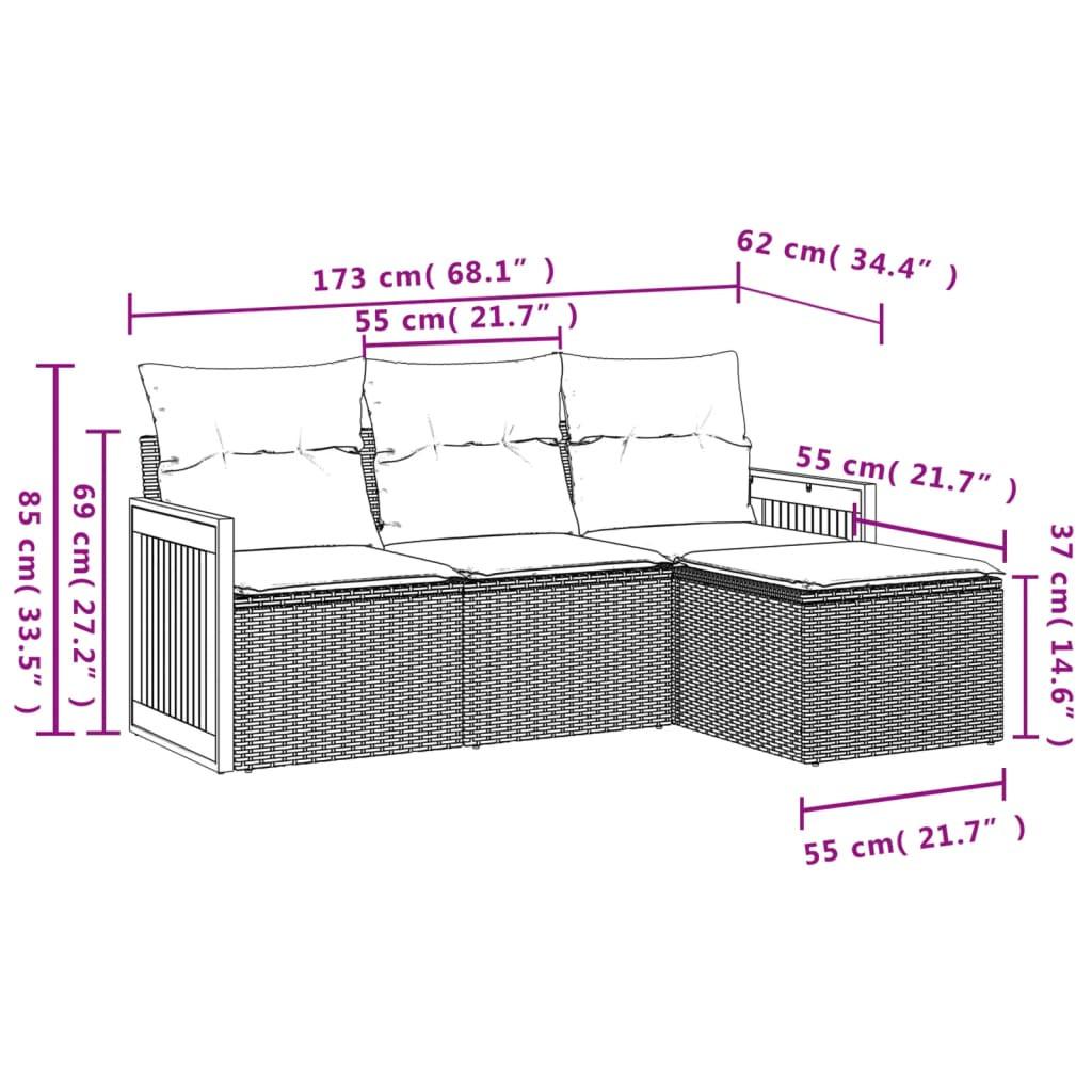 VidaXL Garten sofagarnitur poly-rattan