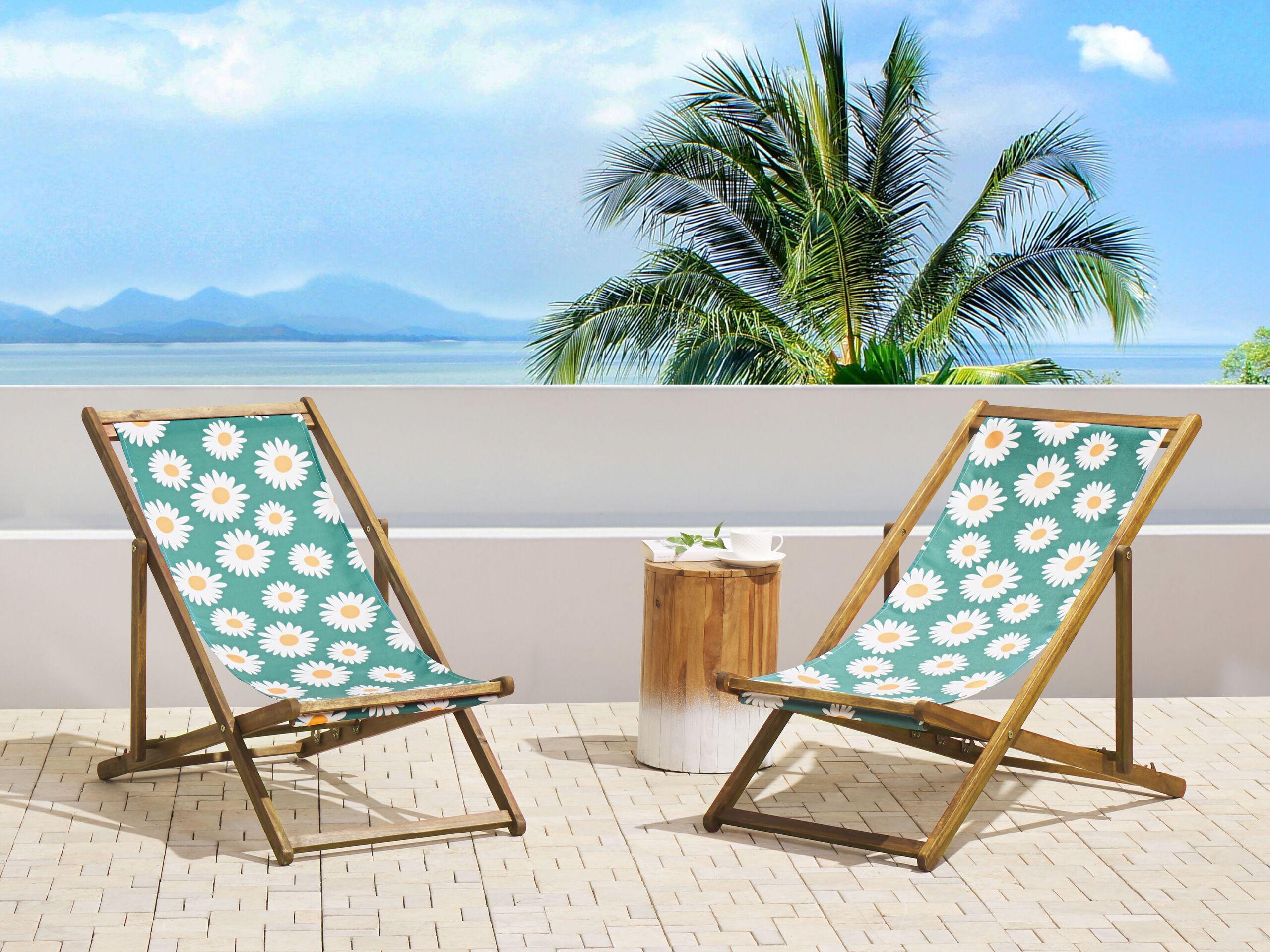 Beliani Set mit 2 klappbaren Liegestühlen aus Polyester Modern ANZIO
