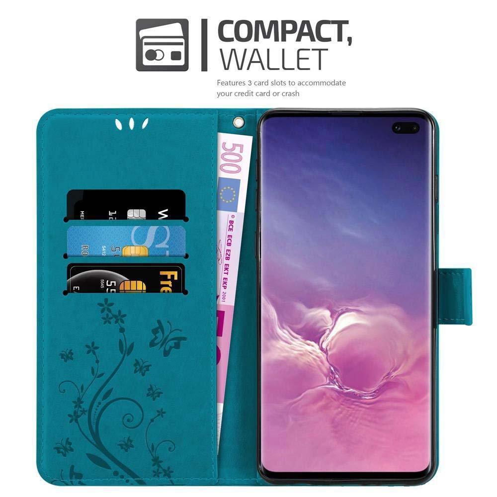 Cadorabo Hülle für Samsung Galaxy S10 PLUS Blumen Design Magnetverschluss