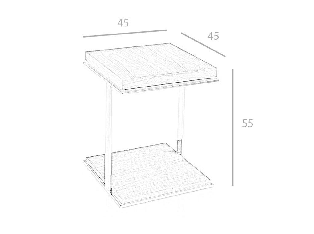 ANGEL CERDA Quadratischer Ecktisch Nussbaum