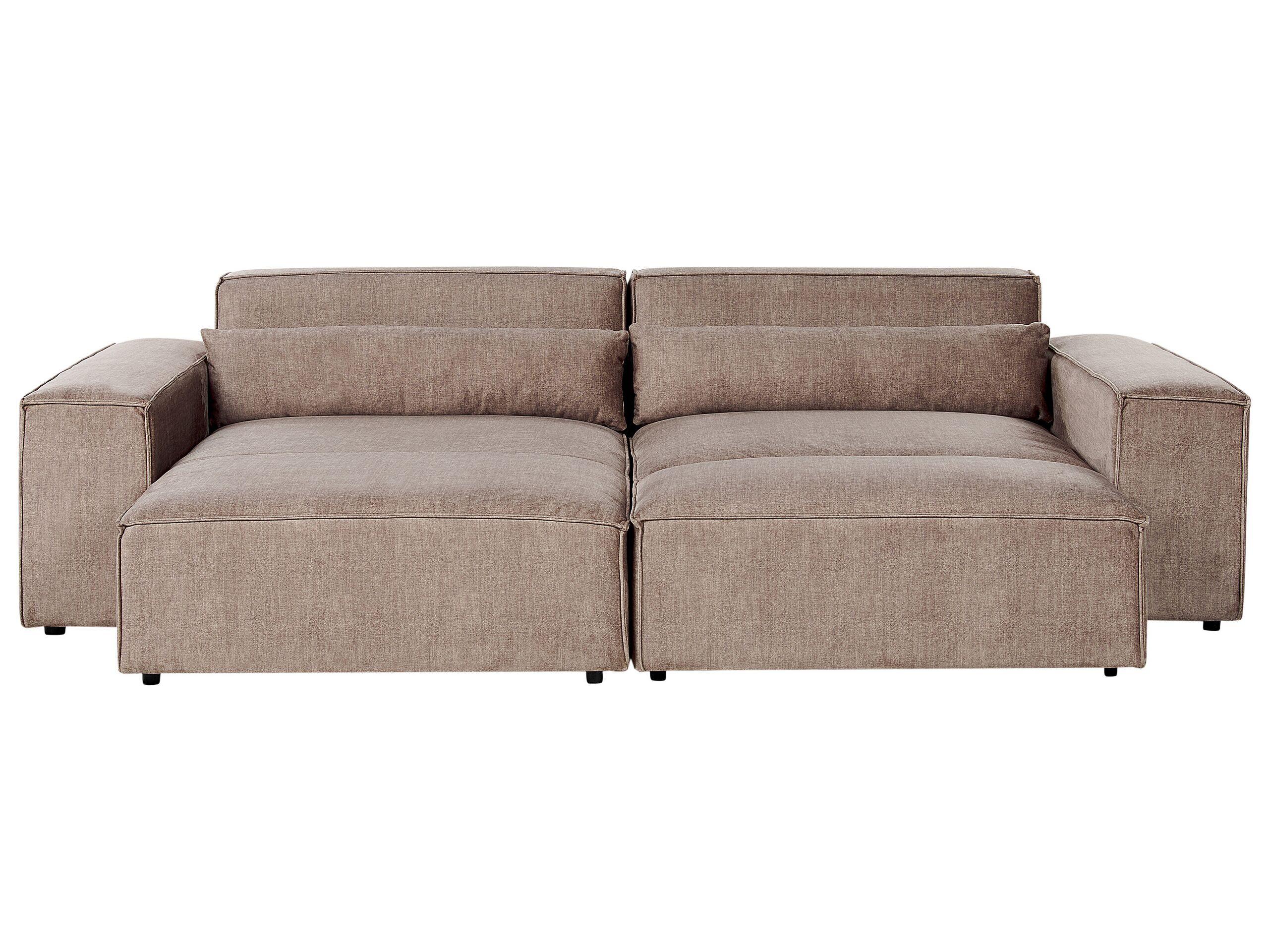 Beliani Ecksofa mit Ottomane aus Polyester Modern HELLNAR