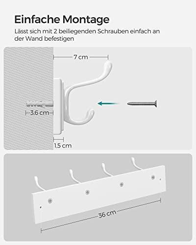 Pricenet Wandgarderobe mit 4 Doppelhaken, einfache Installation