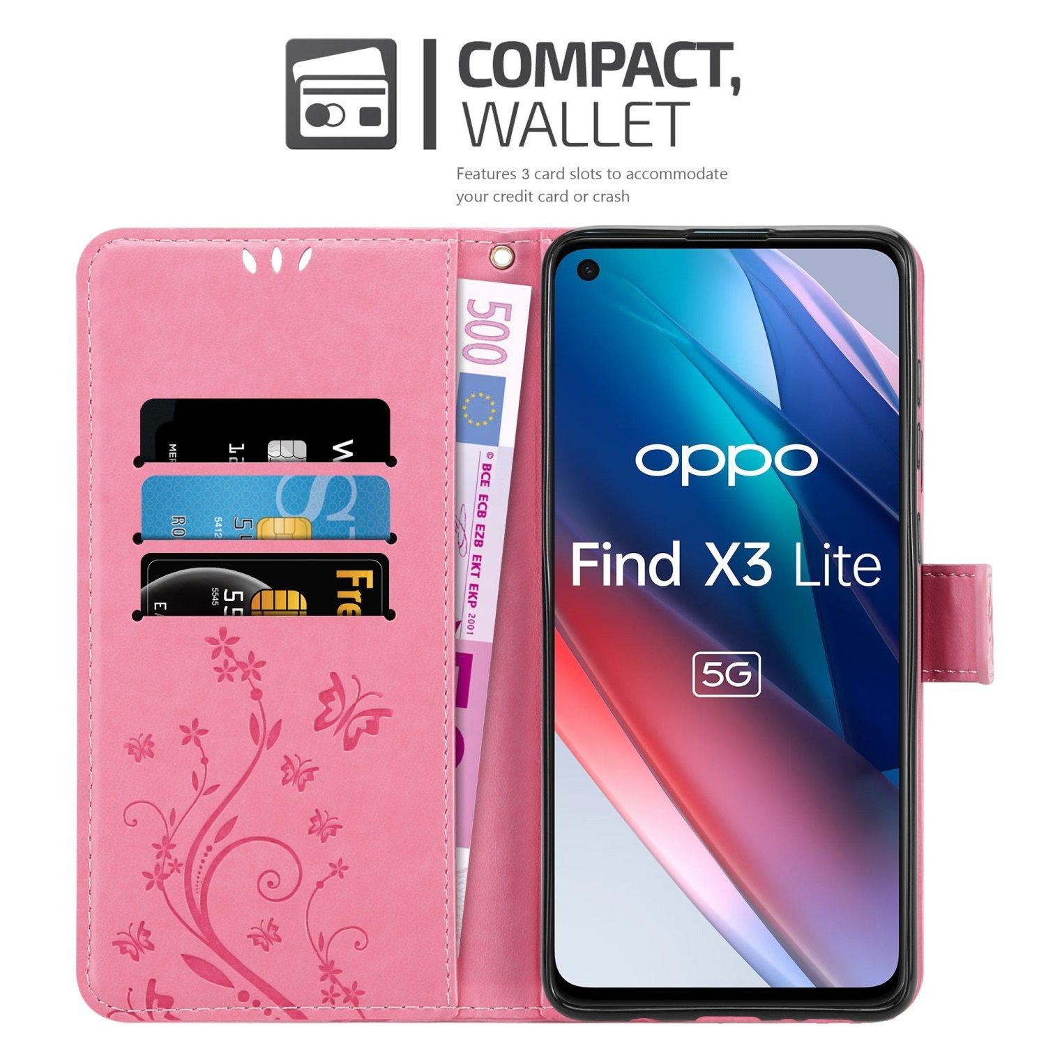 Cadorabo Hülle für Oppo FIND X3 LITE Blumen Design Magnetverschluss