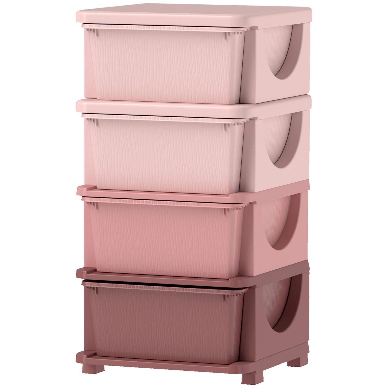 Northio Kommode für Kinderzimmer, 4 Ebenen Spielzeug Organizer, Stauraum für Spielzeug, Rosa