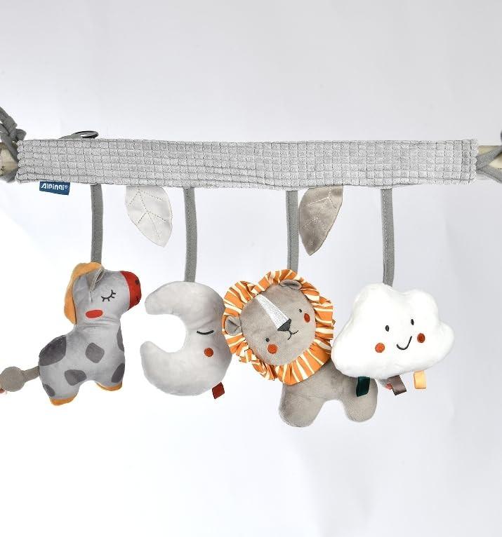 Activity-board Kinderwagen-Spielzeug, Baby-Aktivitäts-Spiralkette, Baby-Hängespielzeug, Stoffspirale zum Greifen und Fühlen mit Glocke