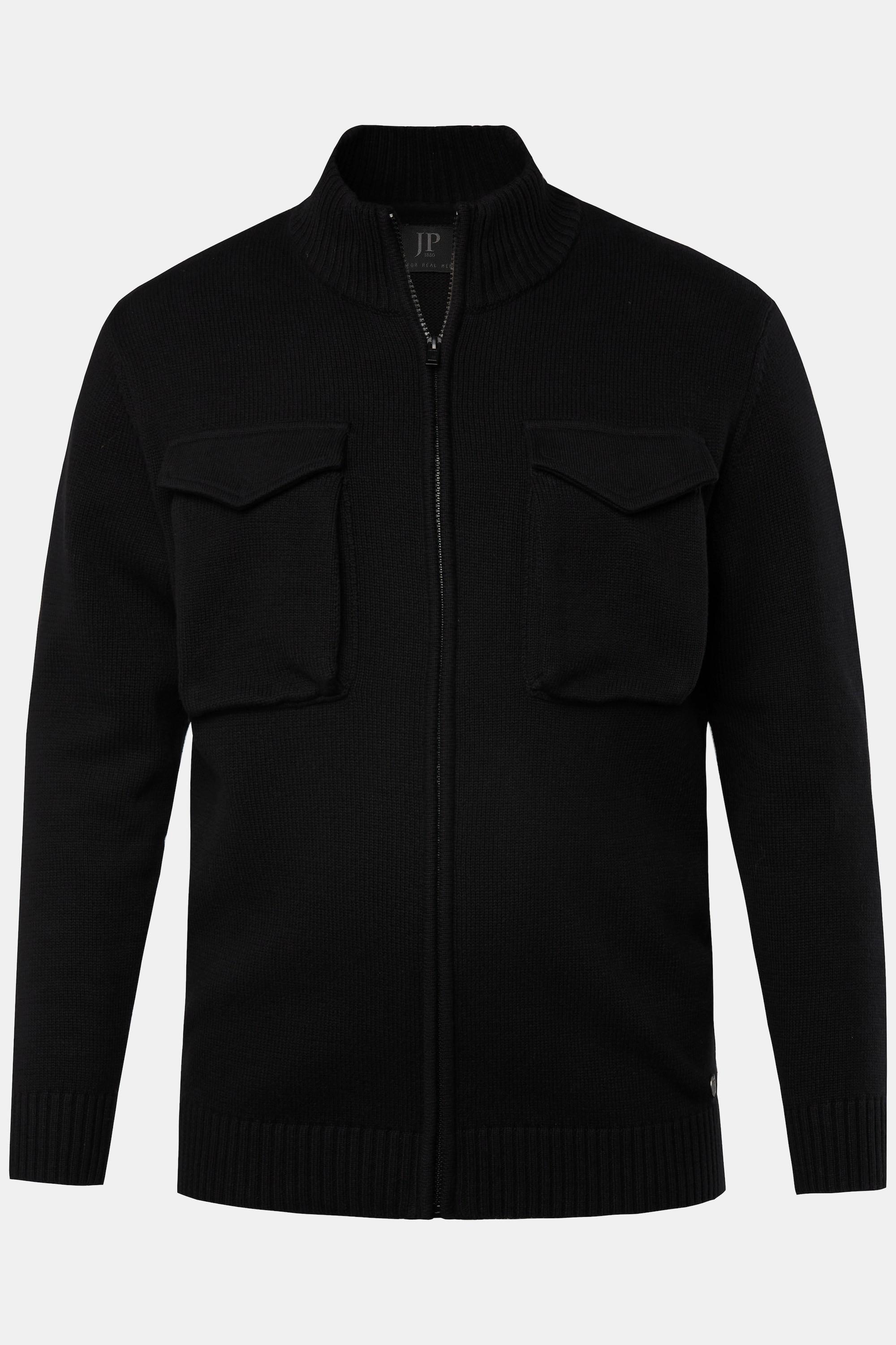 JP1880 Strickjacke, Pattentaschen , Stehkragen, Zipper