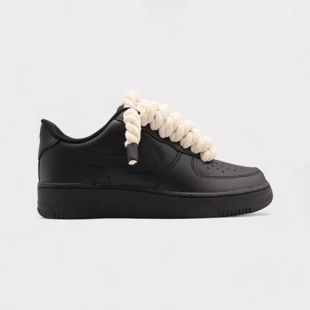NIKE Air Force 1 Black - Rope Lace Beige