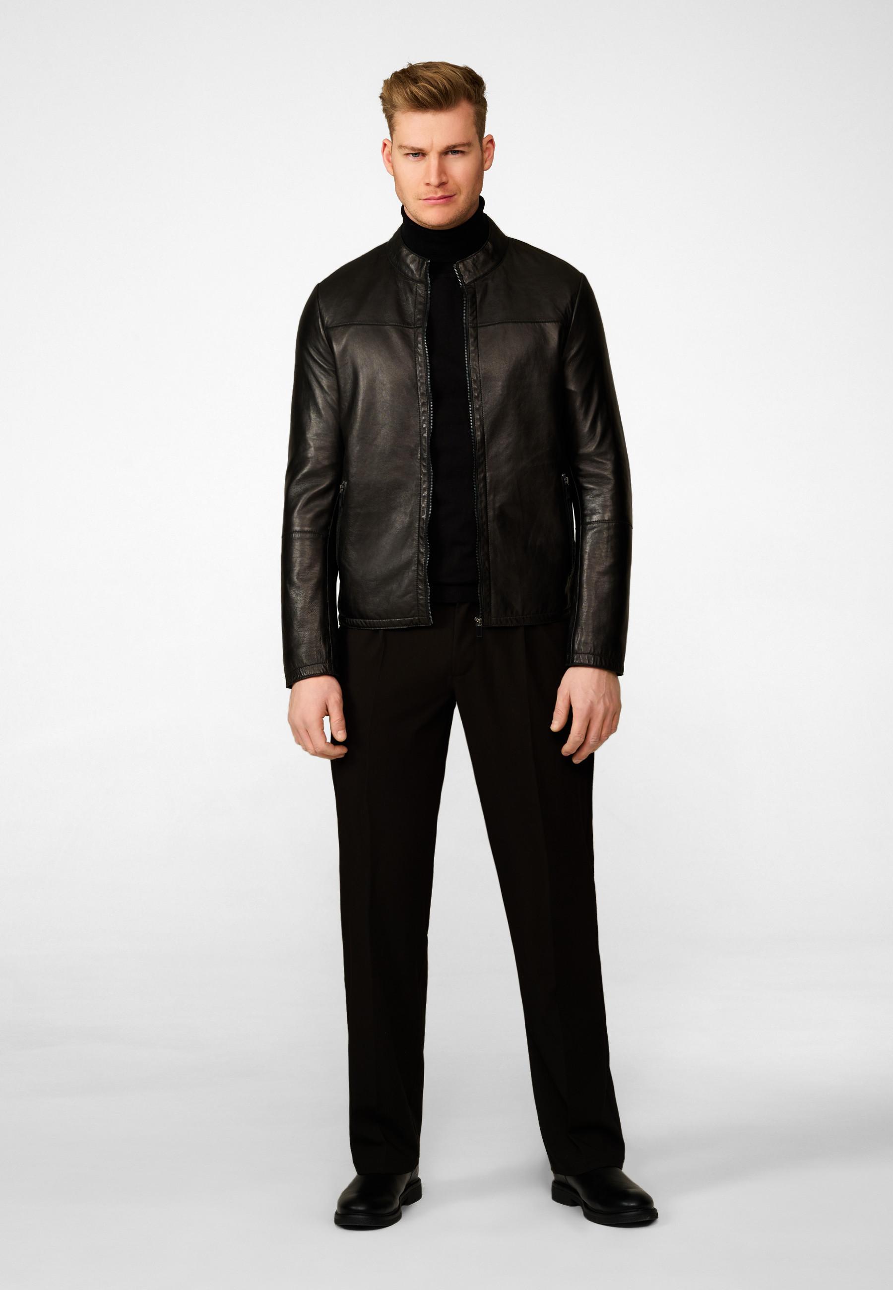 RICANO Tomaso Klassische Stehkragen Lederjacke