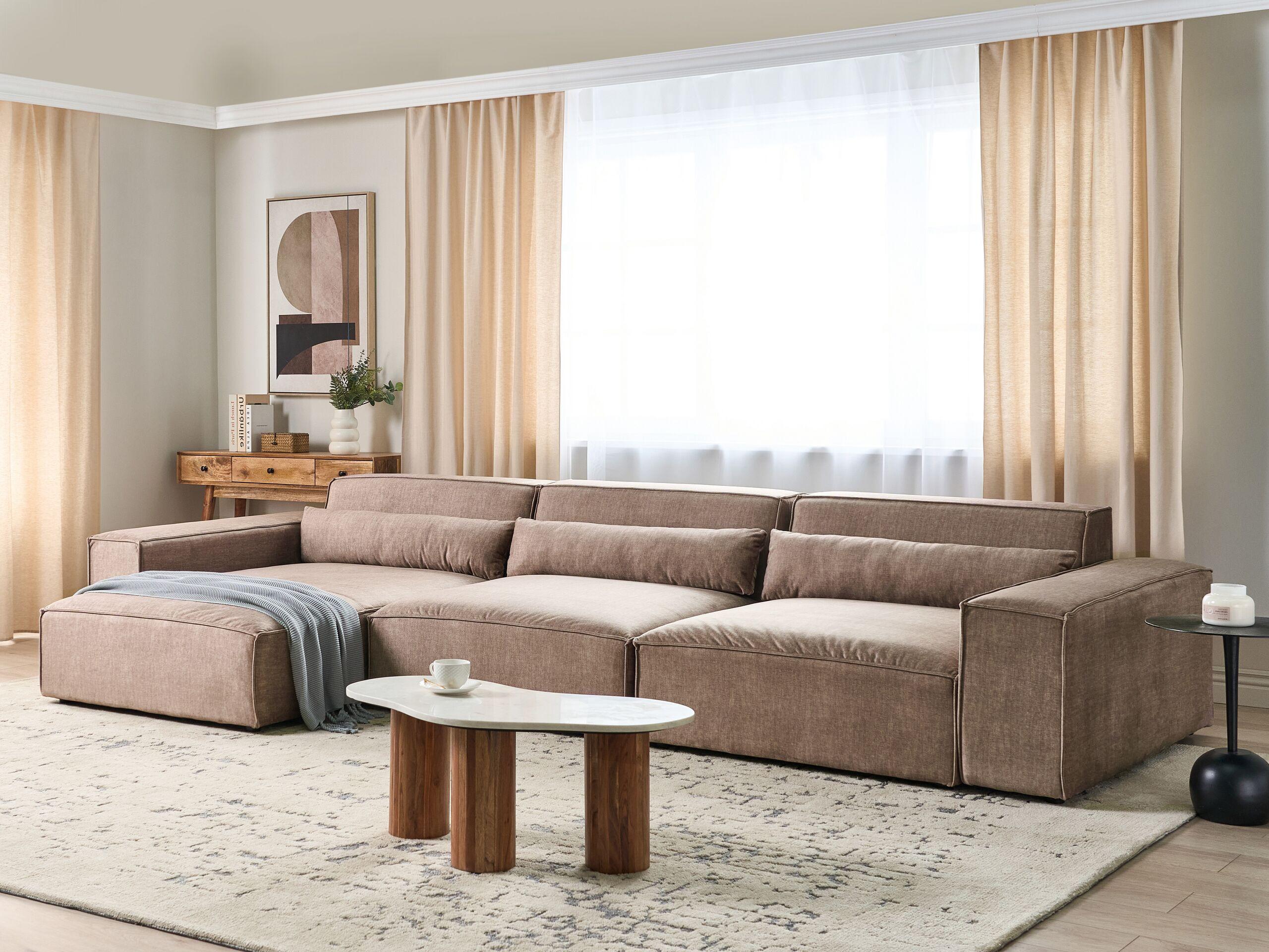 Beliani Ecksofa aus Polyester Modern HELLNAR