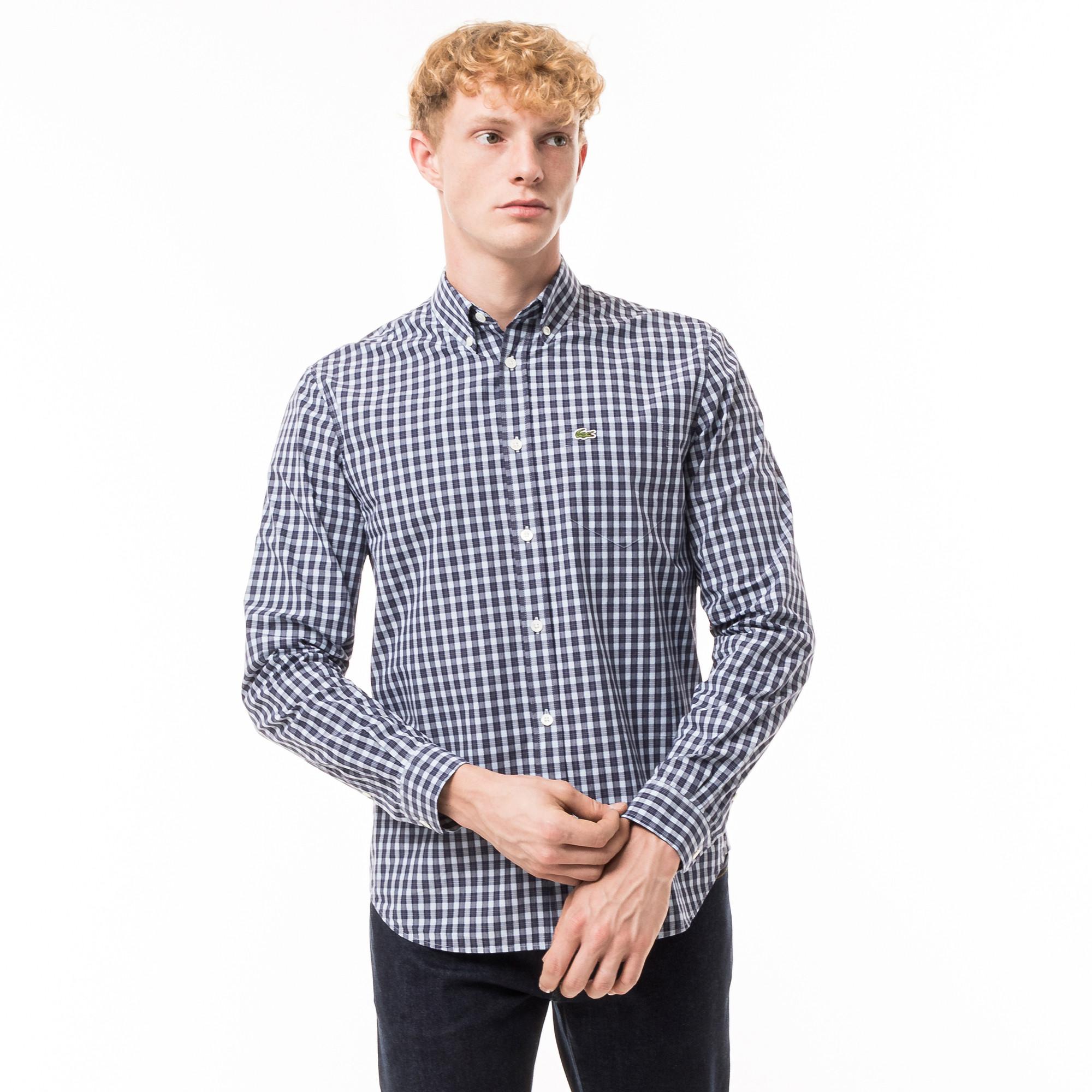 LACOSTE Kariertes Regular Fit Langarmhemd