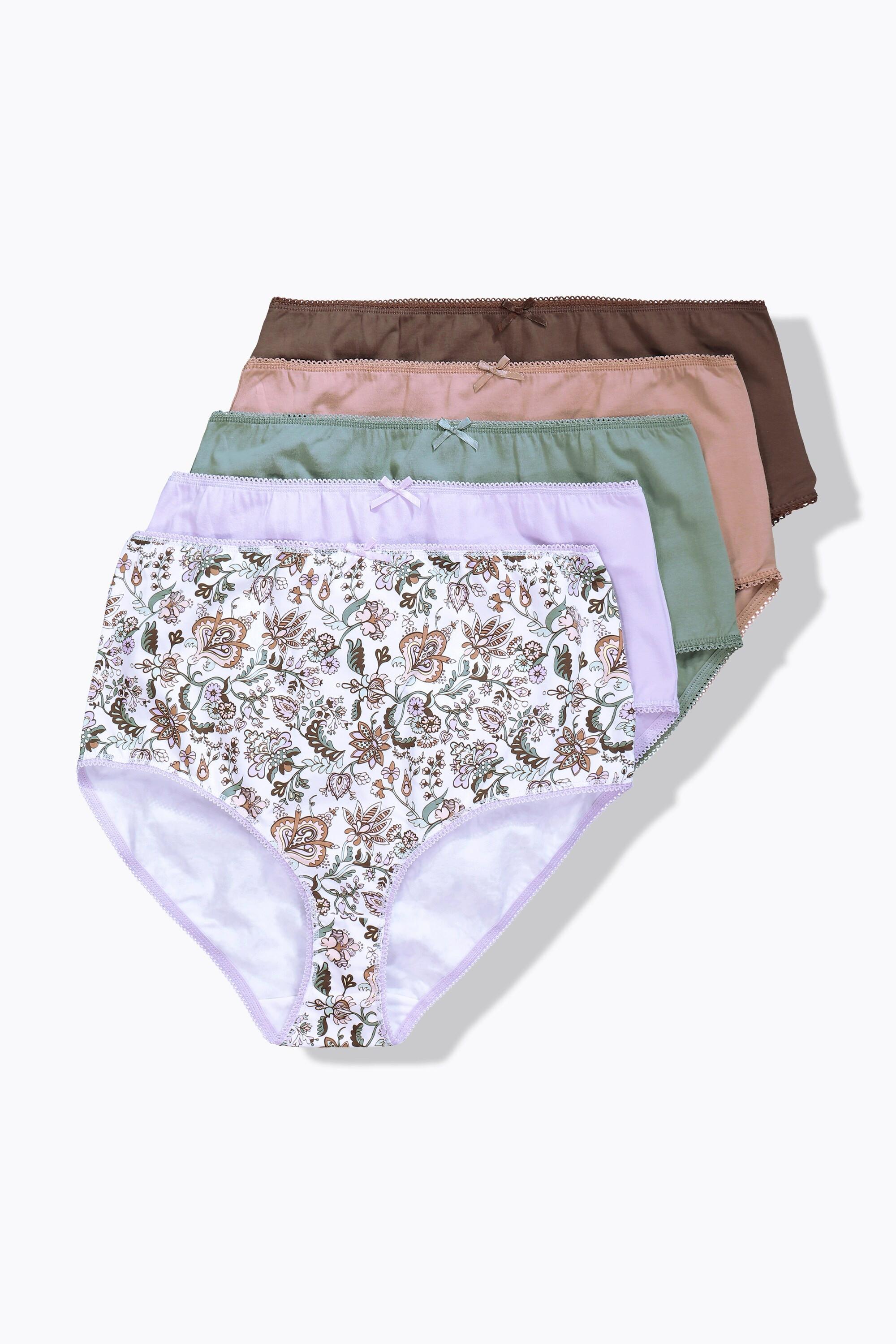 Ulla Popken Maxislips, 5er-Pack, Paisleymuster/einfarbig