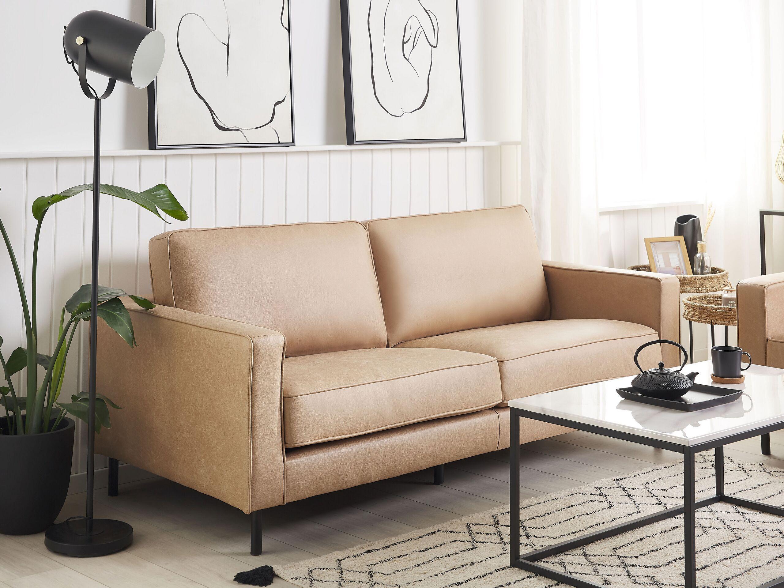 Beliani 3 Sitzer Sofa aus Kunstleder Minimalistisch SAVALEN