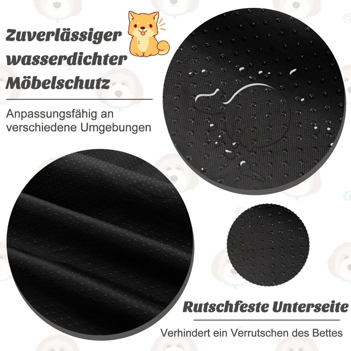 B2X Plüschbett für Hunde mit rutschfester Unterseite abnehmbarem waschbarem Bezug & weicher Nackenrolle kleine Grau-weiß