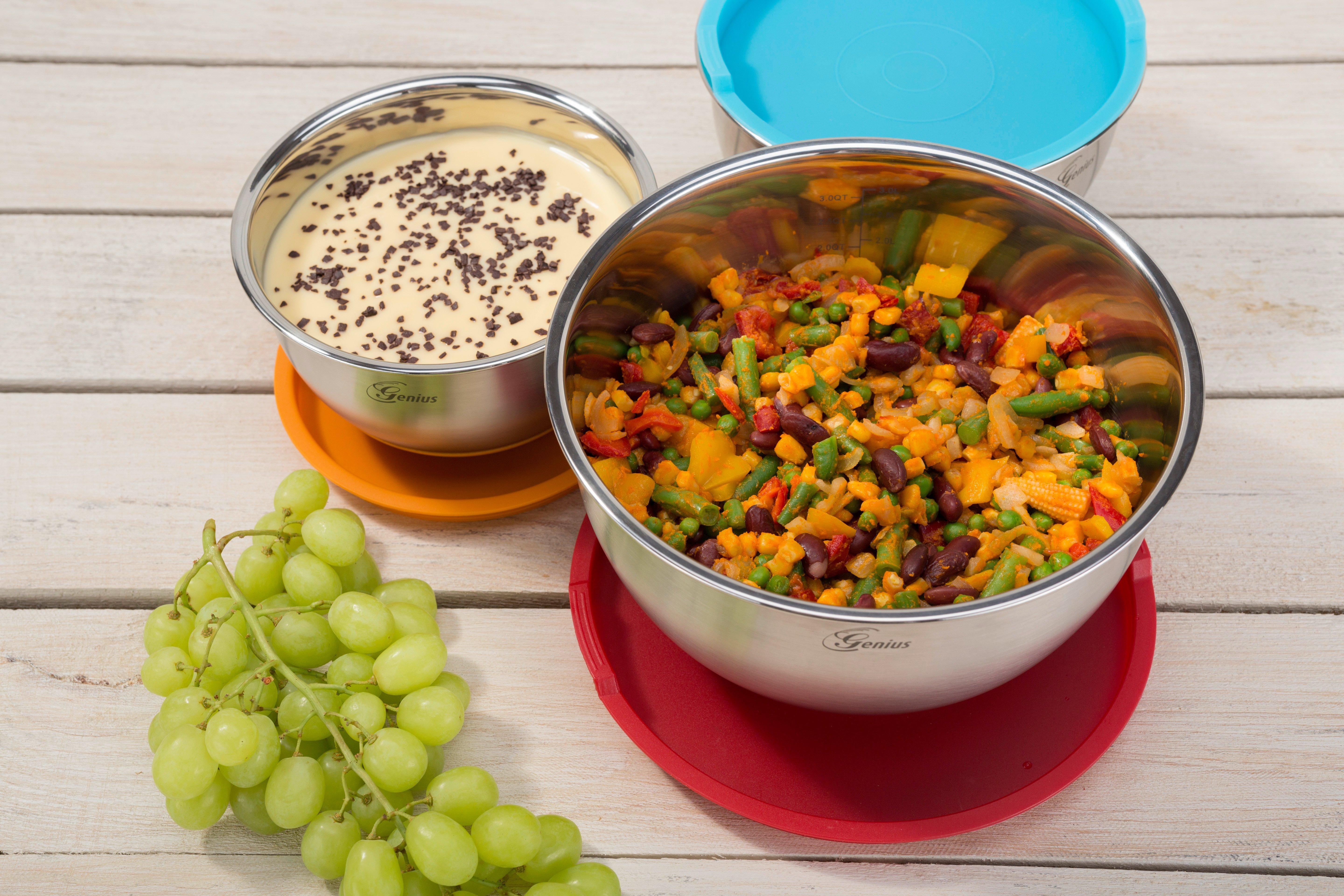 Genius Edelstahl Schüssel-Set mit Deckel 6tlg