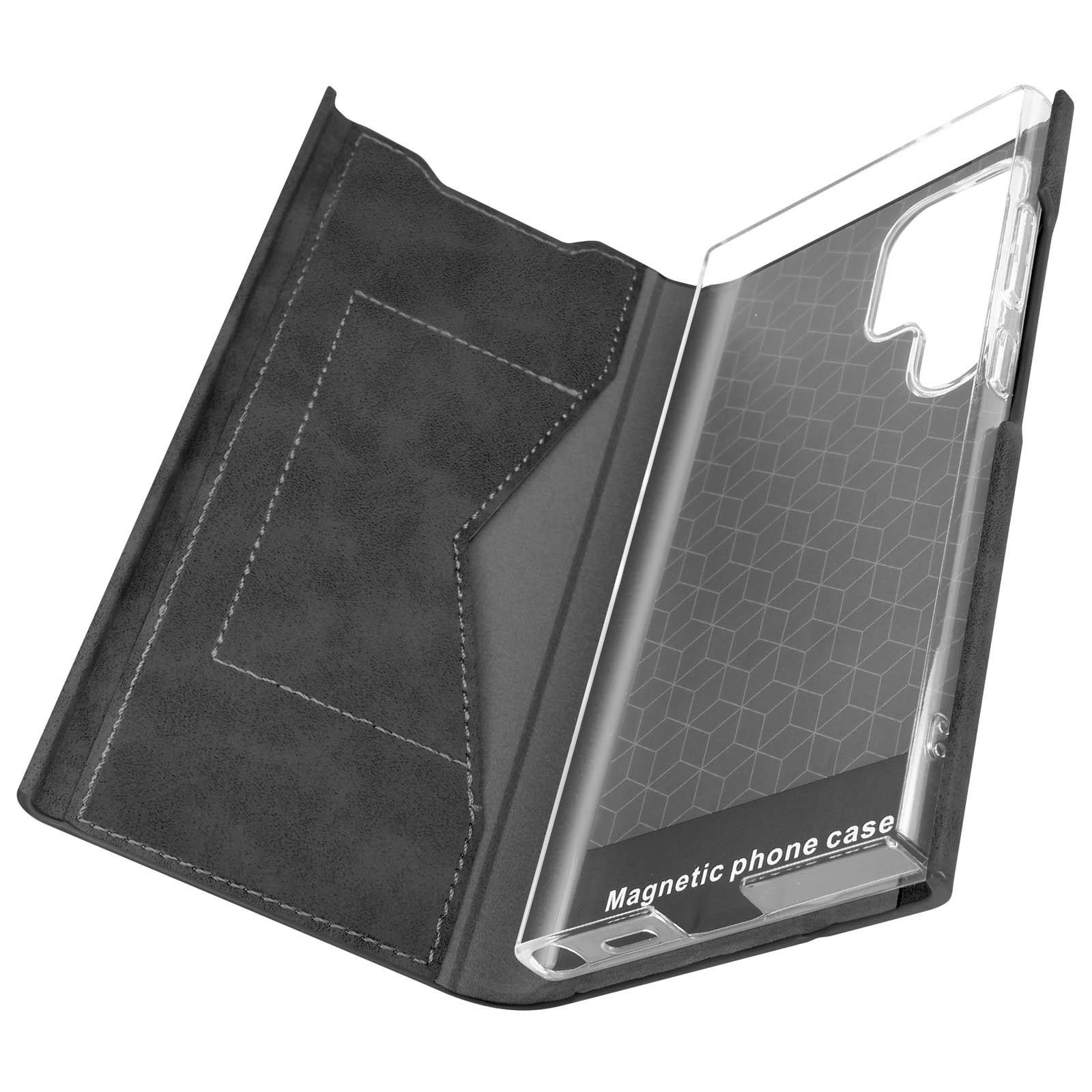 Avizar Kunstlederetui Galaxy S24 Ultra Schwarz