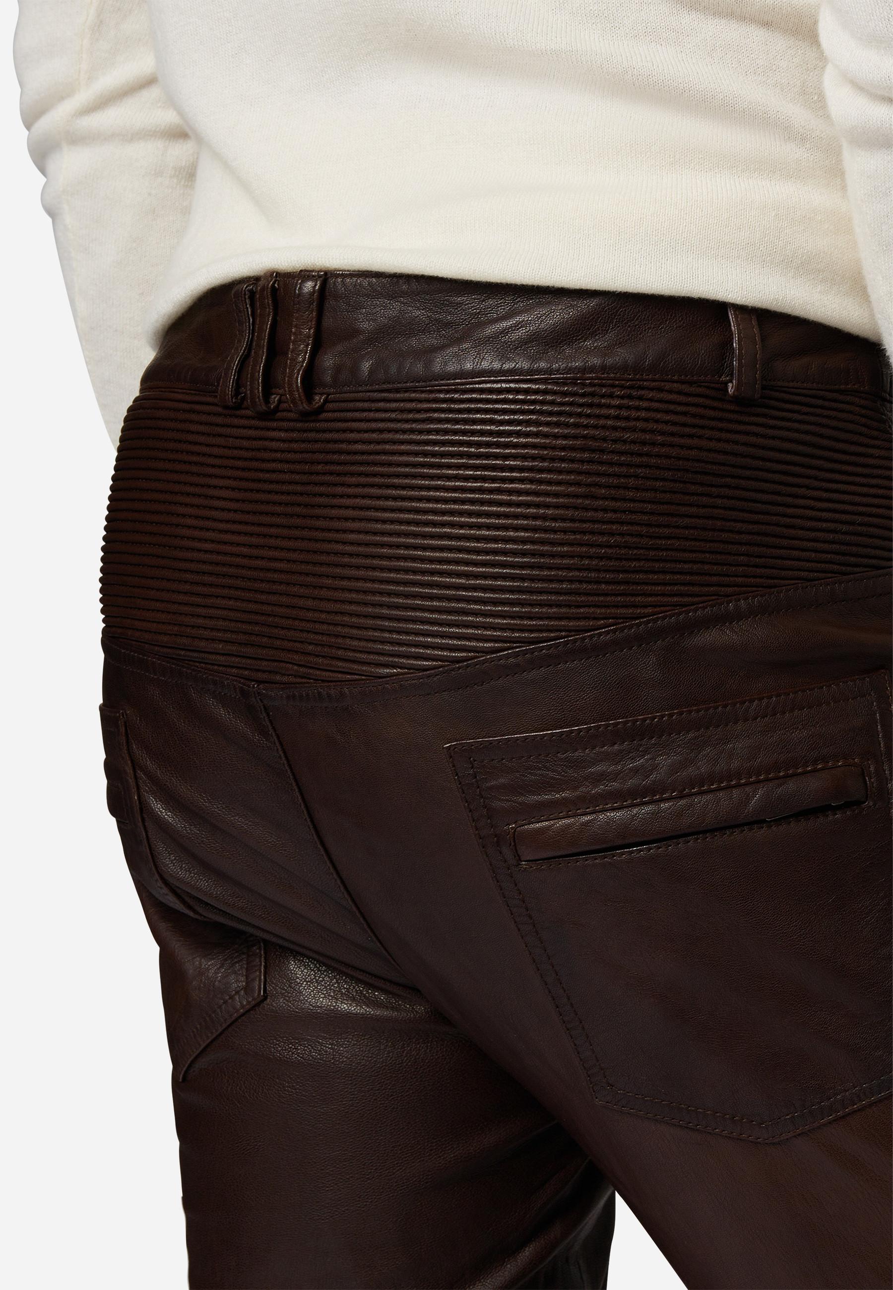 RICANO Franklin Lederhose im 5-Pocket-Stil mit Bikerapplikationen