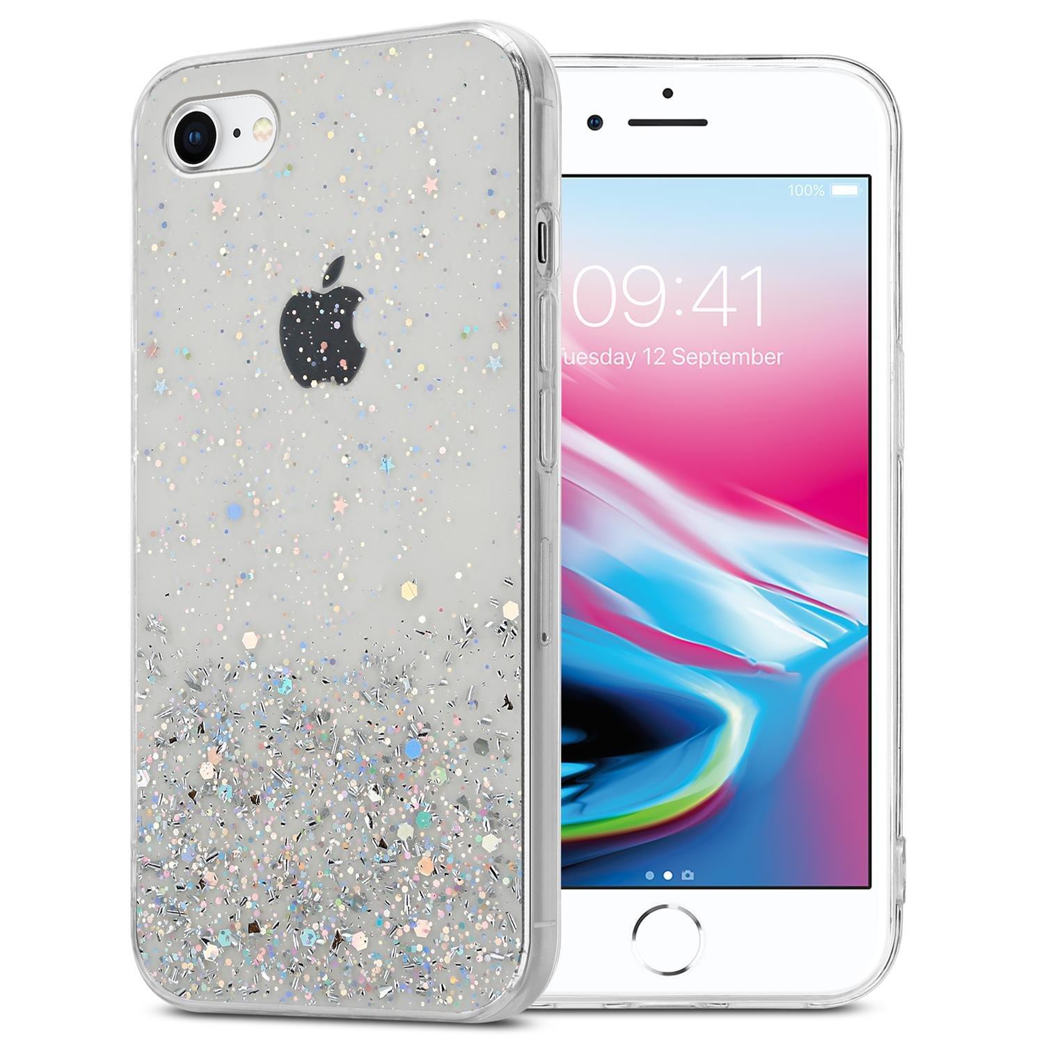 Cadorabo Hülle für Apple iPhone 7 7S 8 SE 2020 TPU Silikon mit funkelnden Glitter