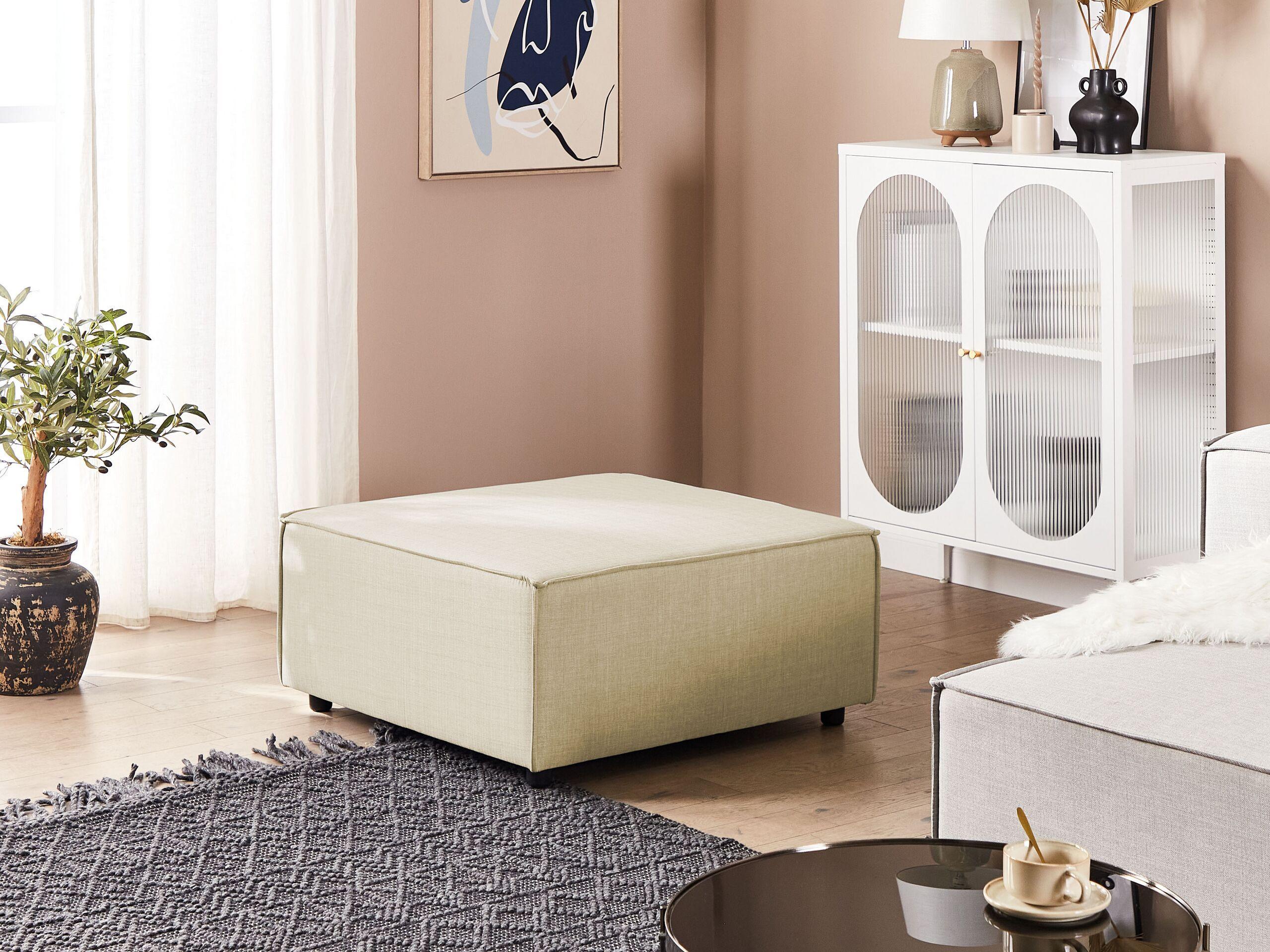 Beliani Ottomane aus Kunstleinen Skandinavisch APRICA