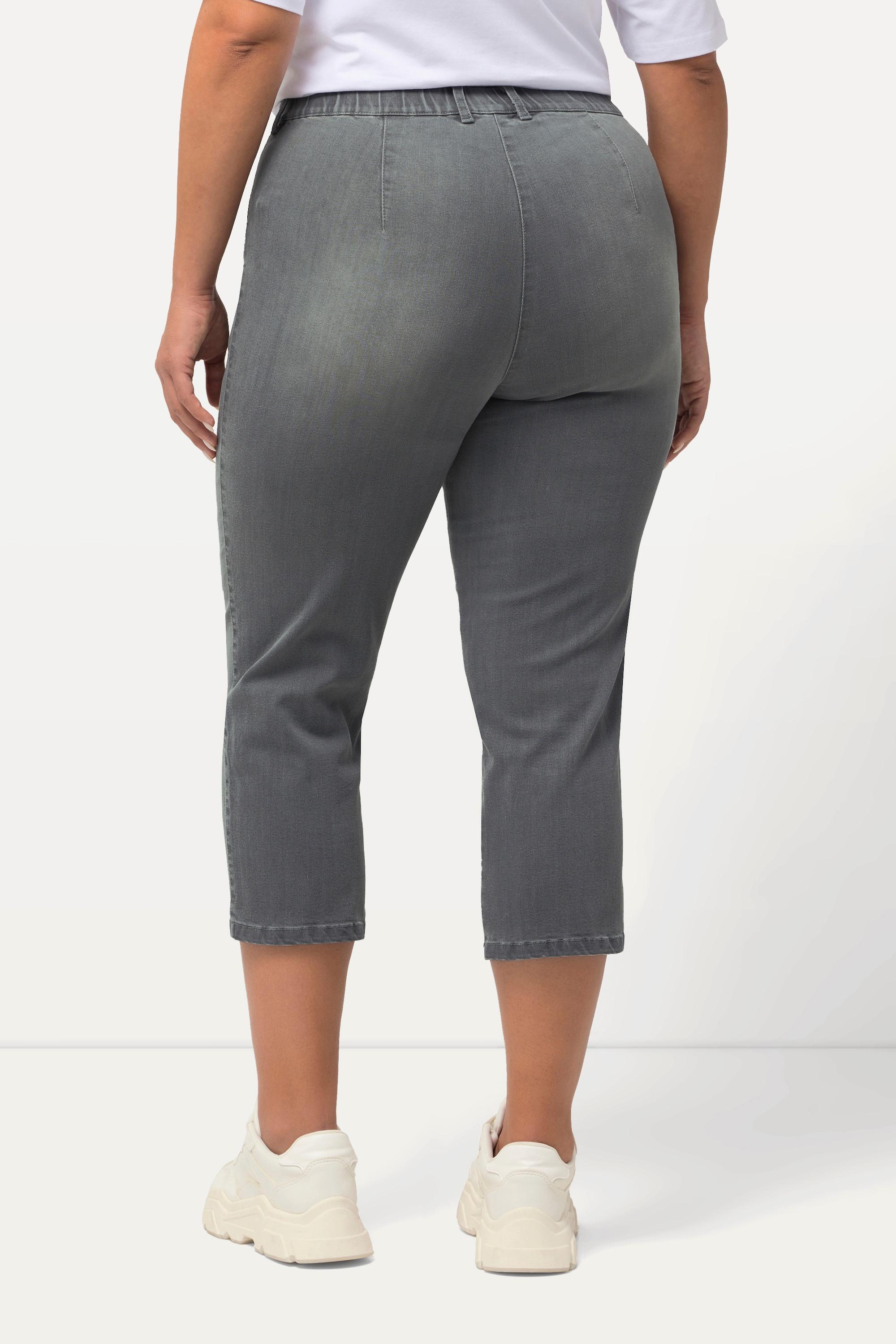 Ulla Popken Mony 7/8 Slim Fit Jeans mit Elastikbund und Reissverschlusstaschen