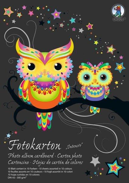 Ursus URSUS Fotokarton-Block A3 3814099SE 300g, 10 Farben int. 10 Blatt