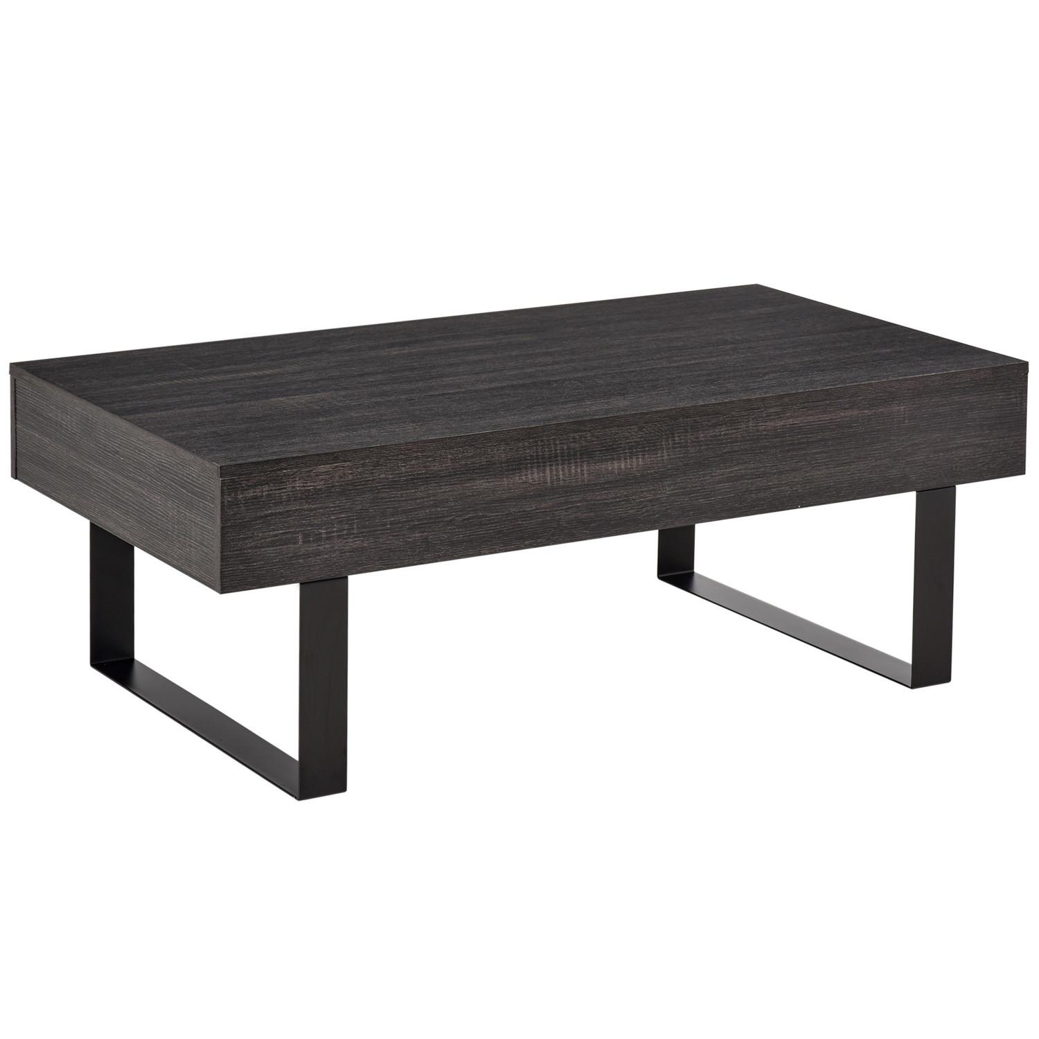 Northio Couchtisch Beistelltisch Mit Schublade & Regalen, Stabiles Stahlgestell, Einfacher Aufbau, Sofatisch