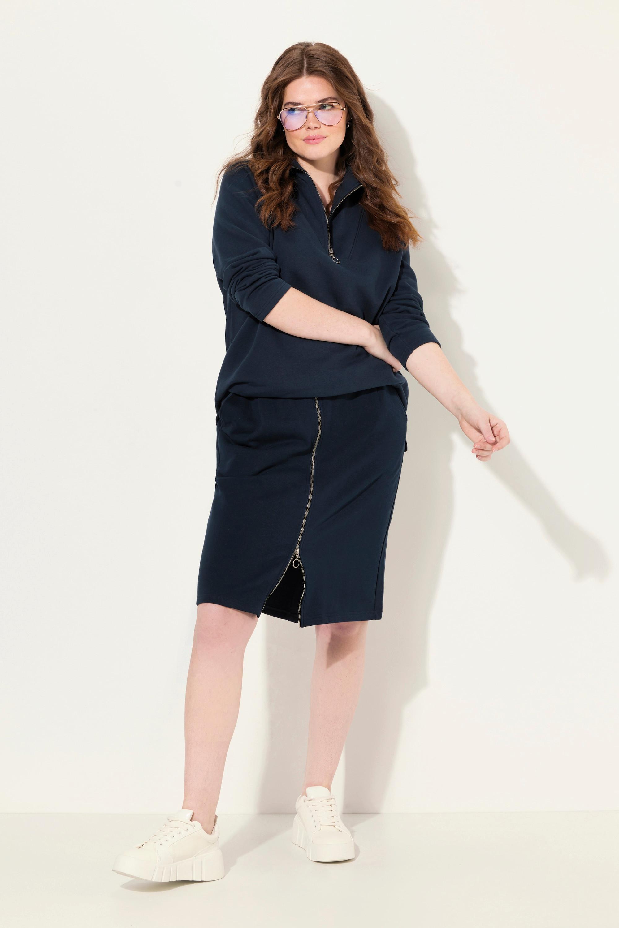 Ulla Popken Sweatrock, Zipper, Taschen, Biobaumwolle