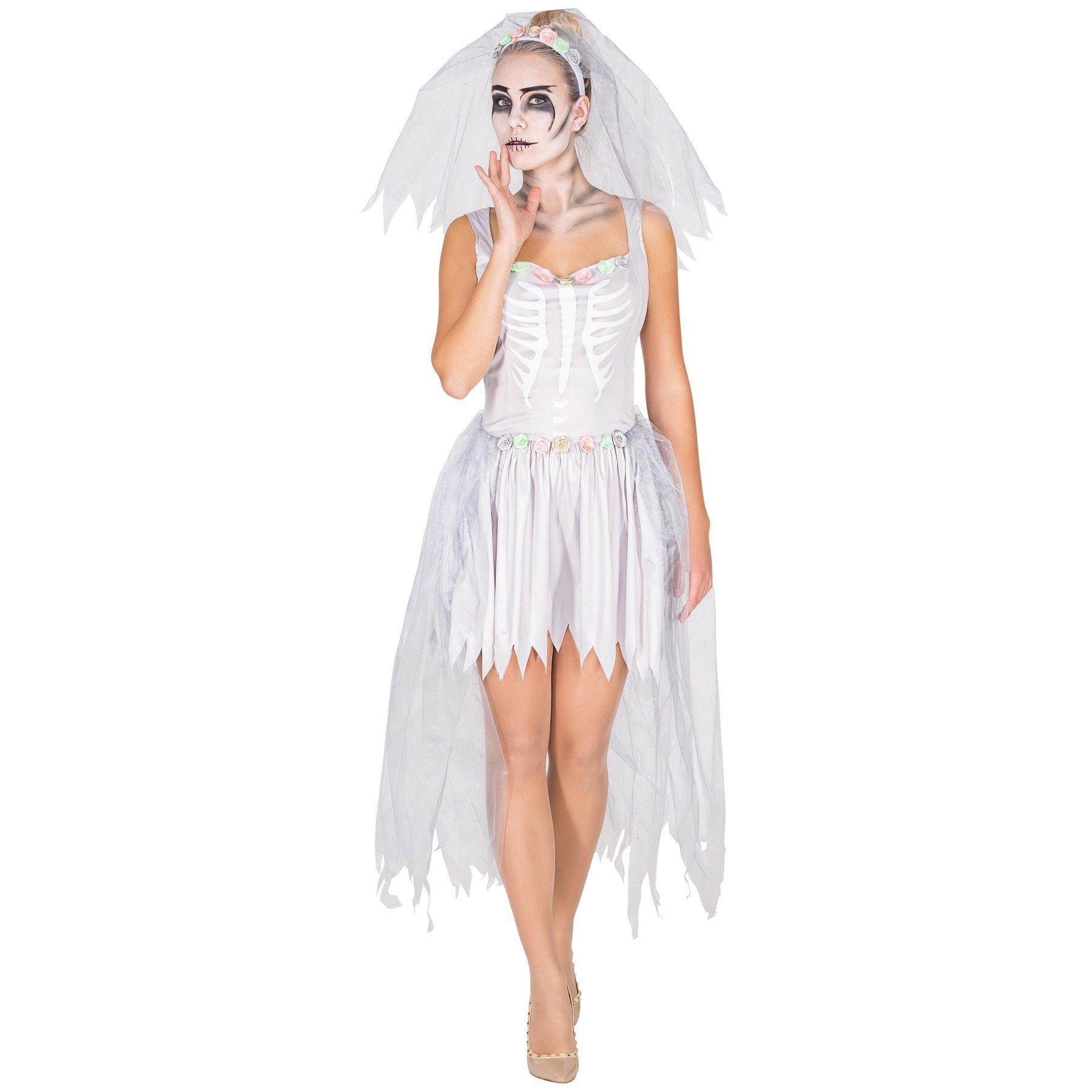 Tectake Frauenkostüm Brautkleid Skelett