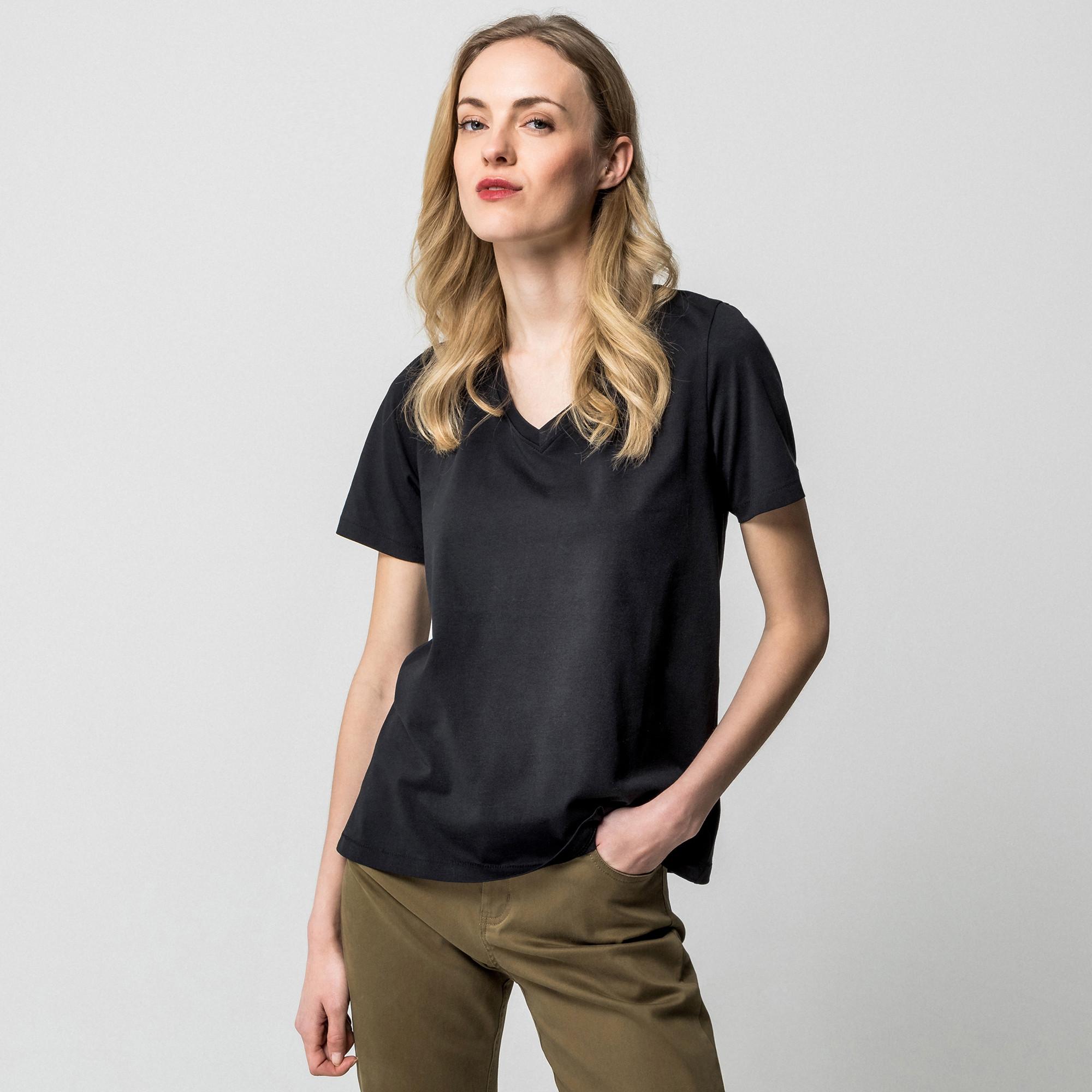 Manor Woman Pima Kurzarm V-Ausschnitt T-Shirt