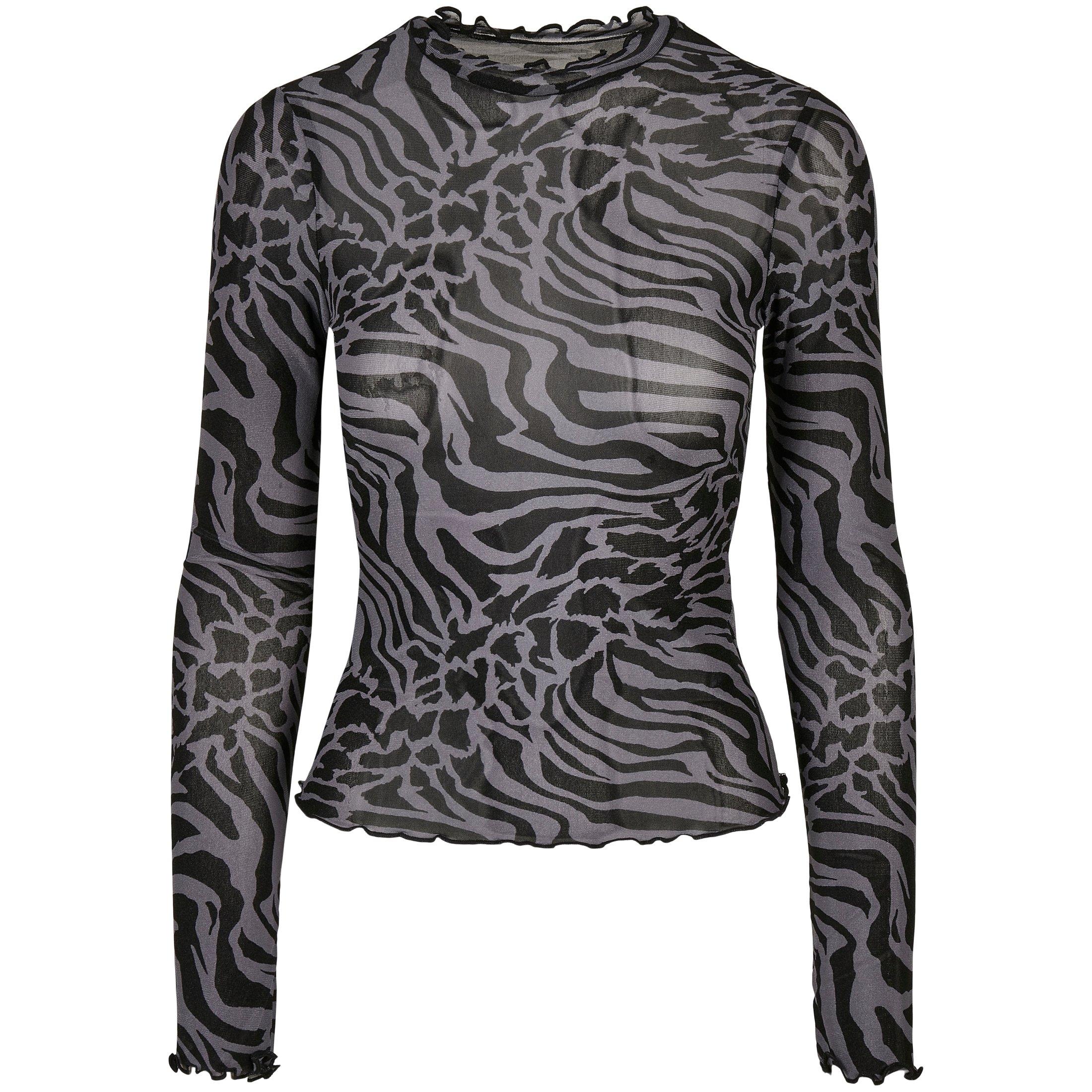 URBAN CLASSICS langärmeliges damen-rollkragen-top aop mesh