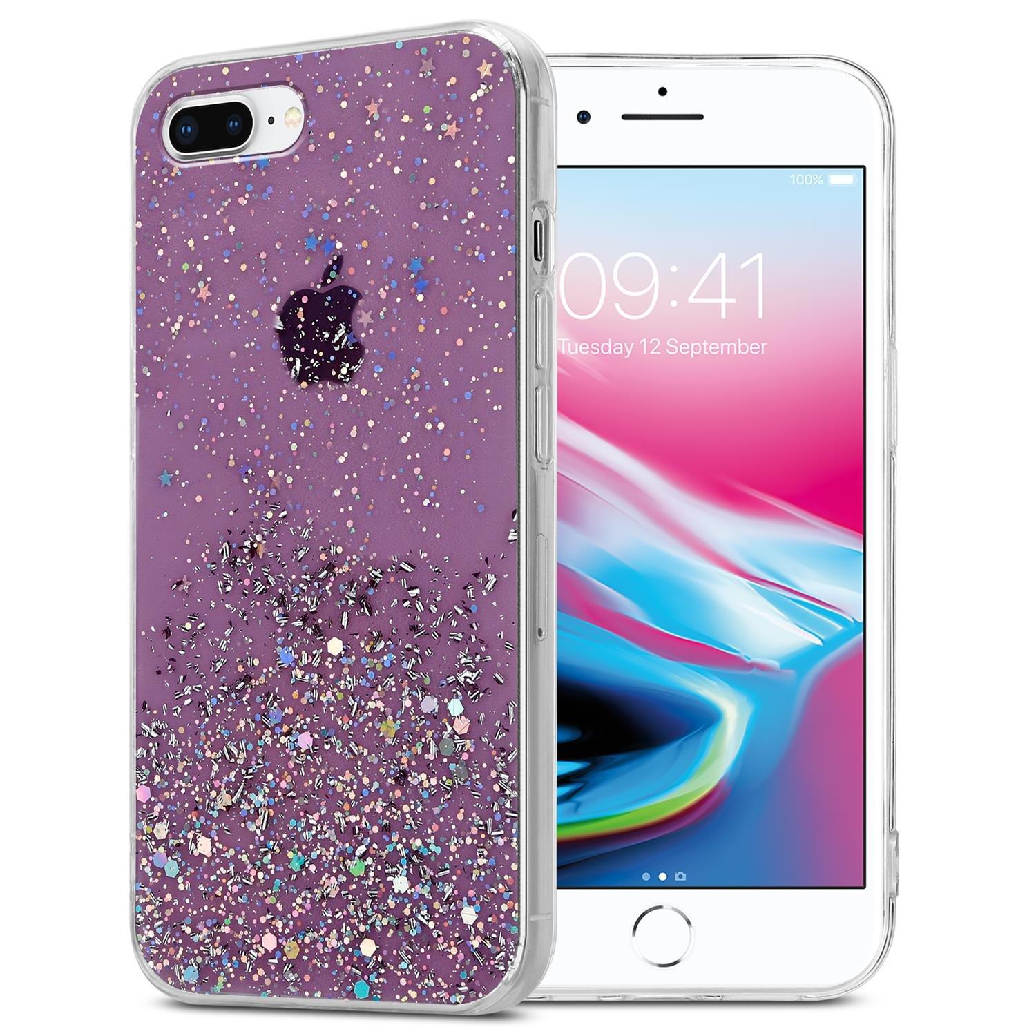 Cadorabo Hülle für Apple iPhone 7 PLUS 7S PLUS 8 PLUS TPU Silikon mit funkelnden Glitter