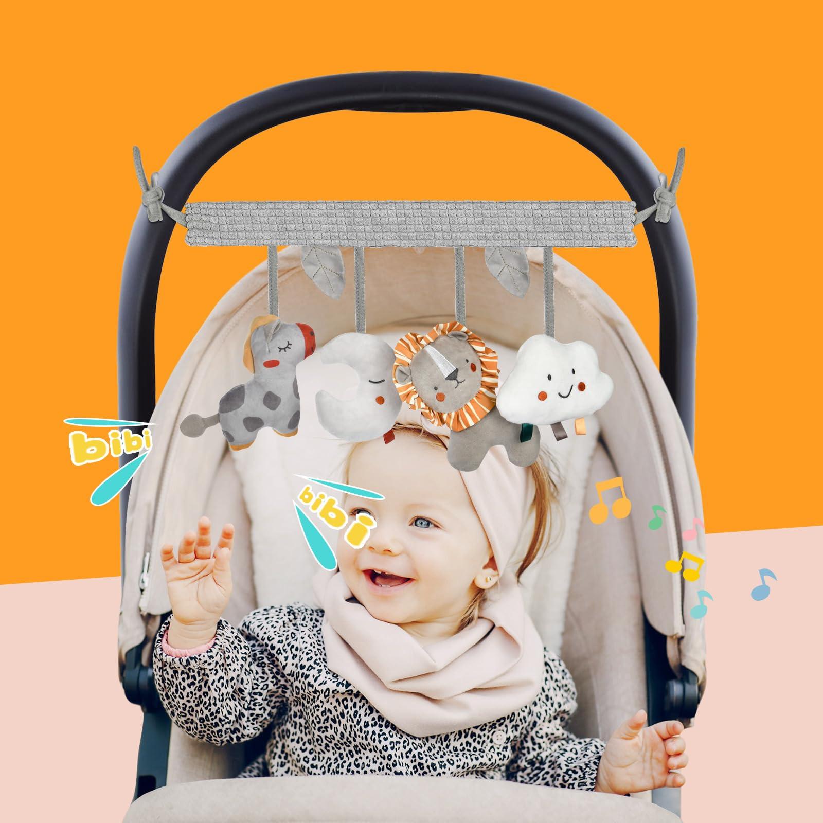 Activity-board Kinderwagen-Spielzeug, Baby-Aktivitäts-Spiralkette, Baby-Hängespielzeug, Stoffspirale zum Greifen und Fühlen mit Glocke
