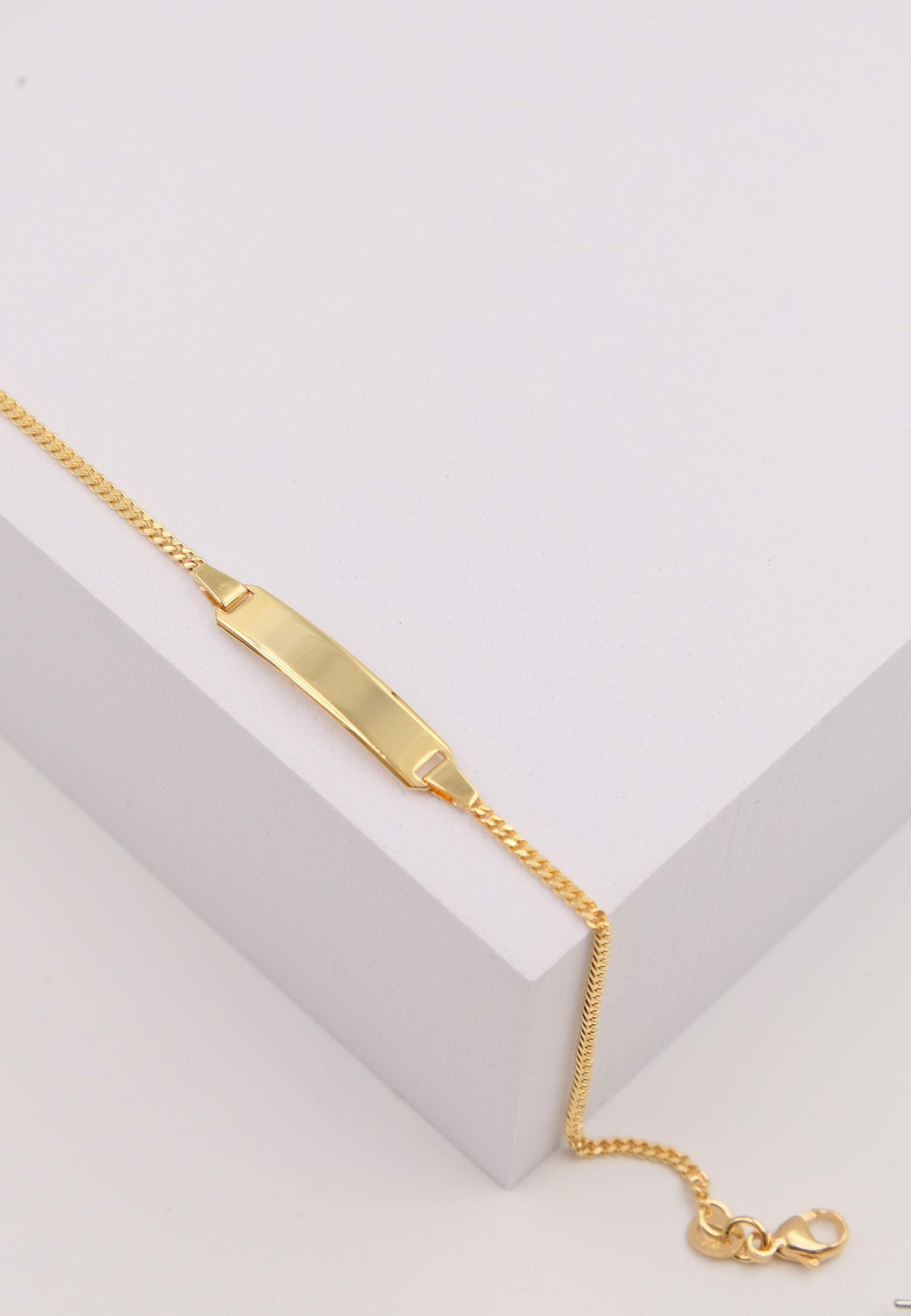 MUAU Schmuck Bébé Bracelet Panzer Gelbgold 750, 18cm Gravurplatte 1.7cm