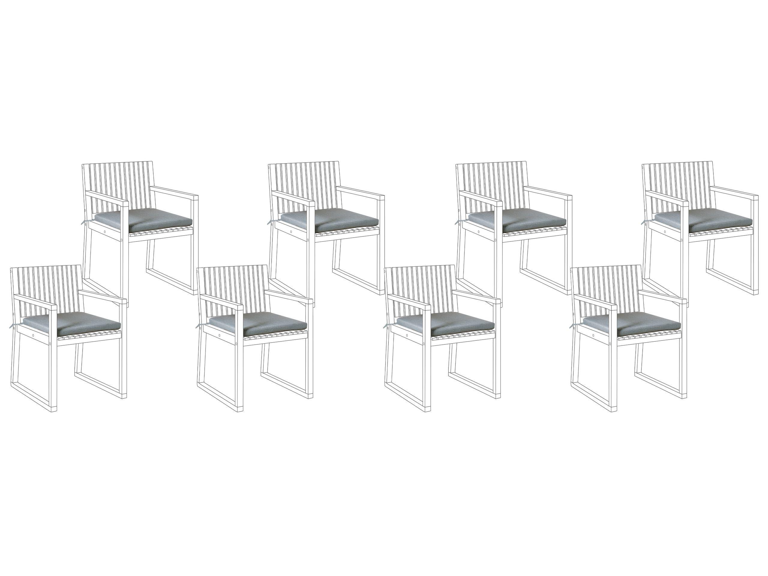 Beliani Gartenstuhlkissen 8er Set aus Kunstleinen Modern SASSARI PREMIUM