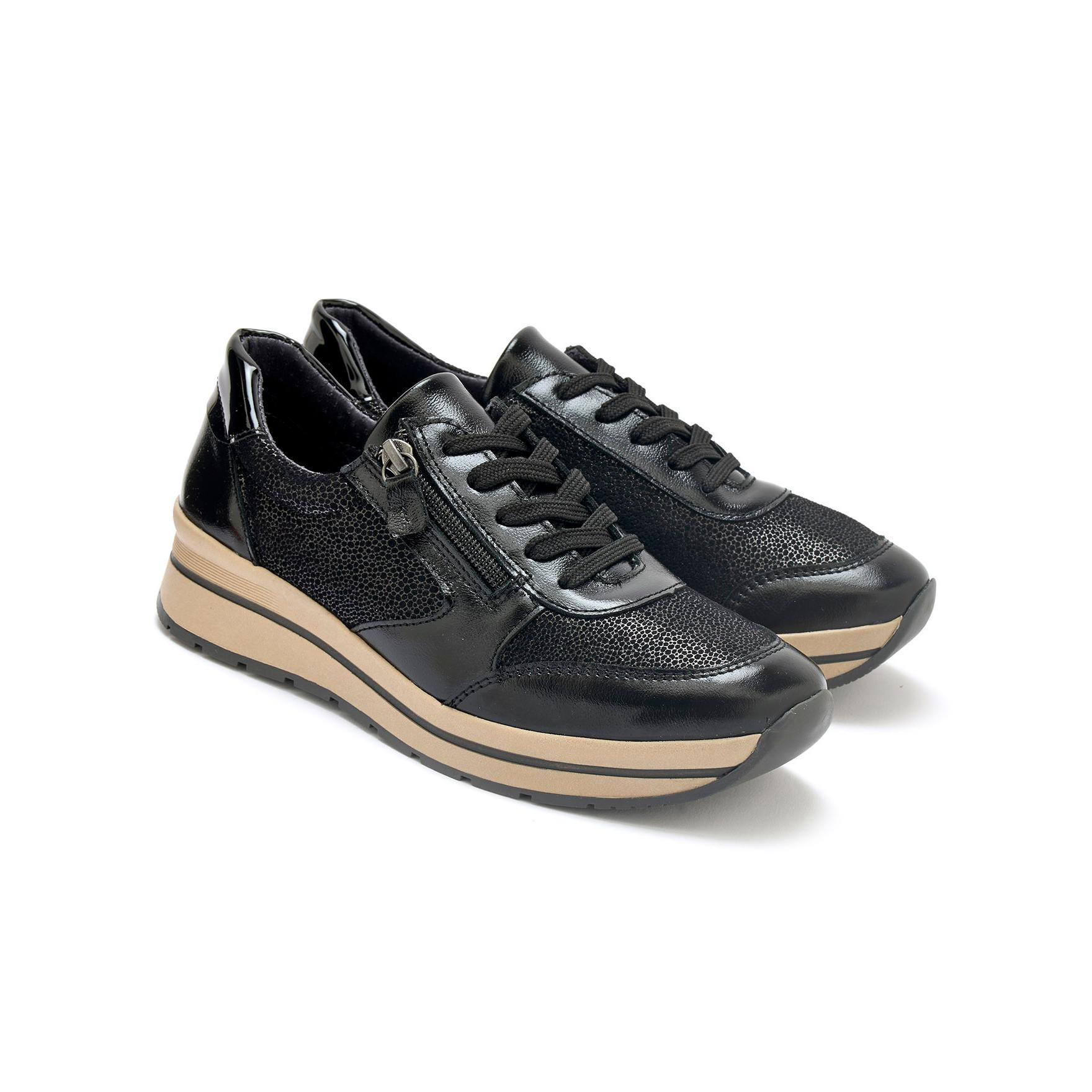 Pédiconfort damen sneakers mit reißverschluss und schnürsenkeln