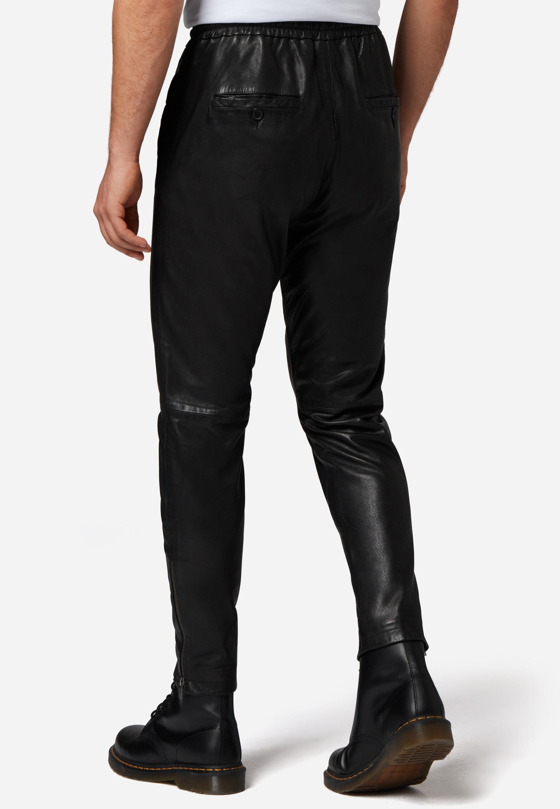 RICANO Mike Leder Jogg-Pant mit Reissverschluss am Beinabschluss