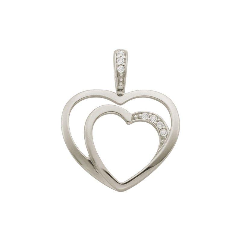 MUAU Schmuck Anhänger Herz Weissgold 750 Diamant 0.035ct. 18x15mm