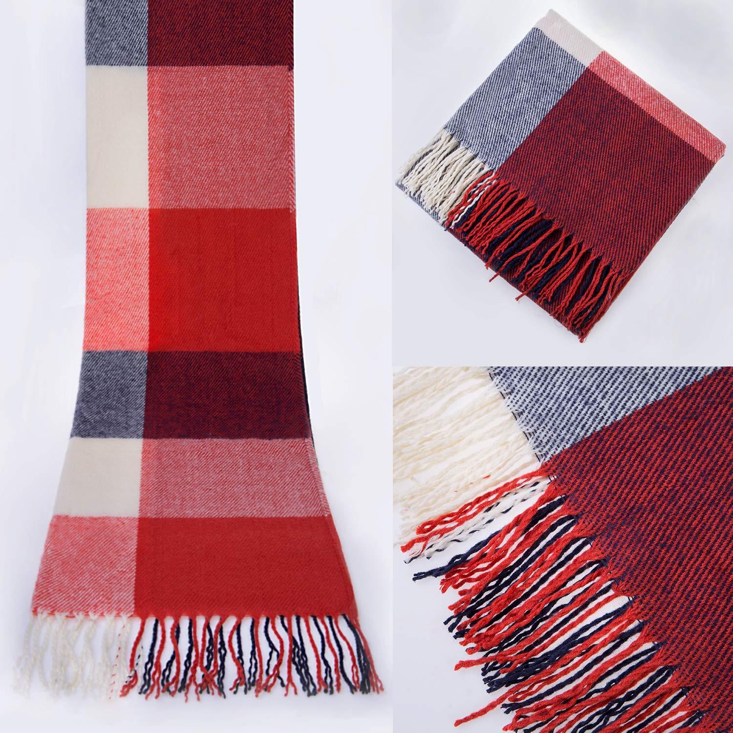 Only-bags.store Winterschal kariert, quadratischer Schal mit Fransen, Poncho