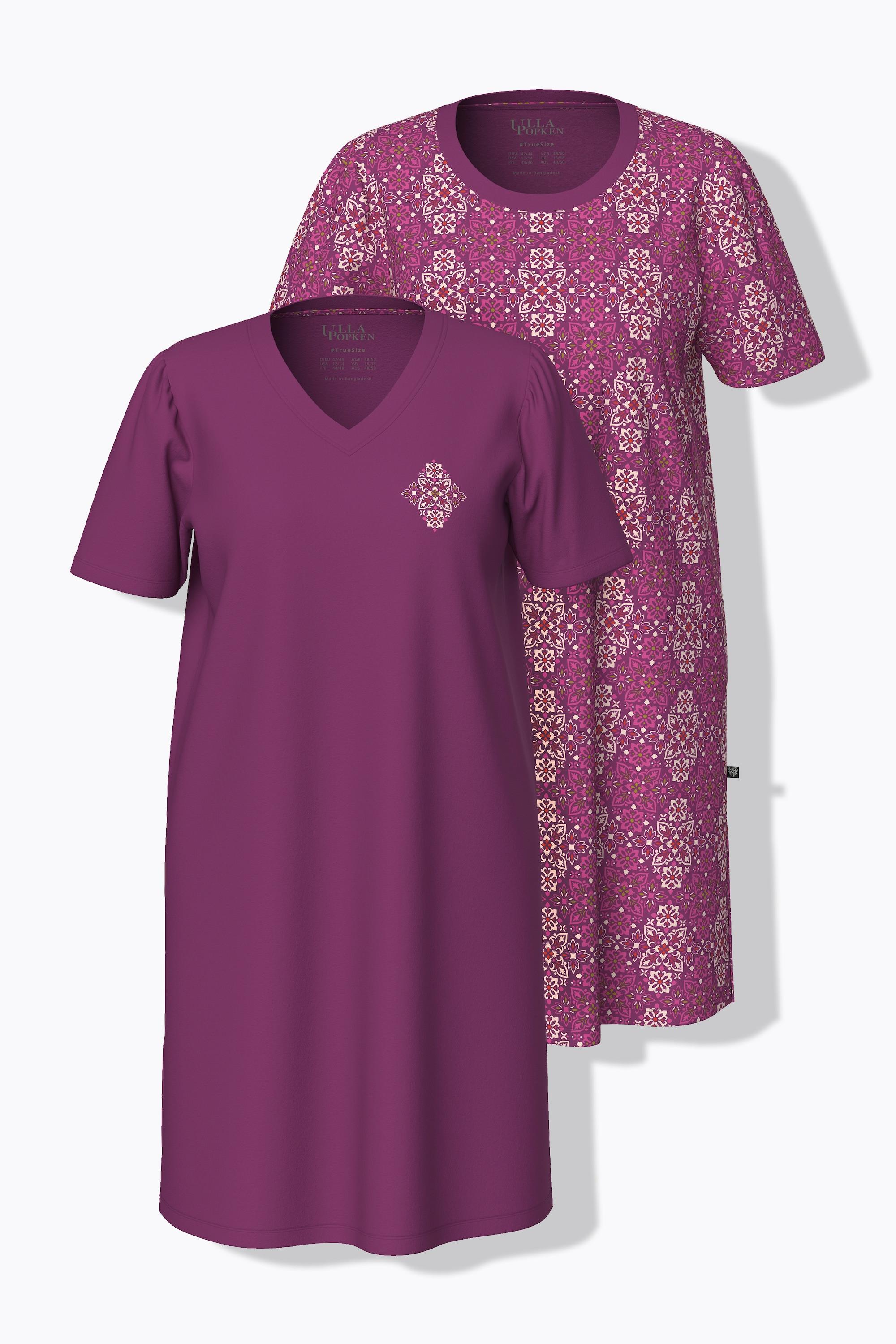 Ulla Popken Bigshirts, 2er-Pack, Rhomben, Rundhals, Halbarm