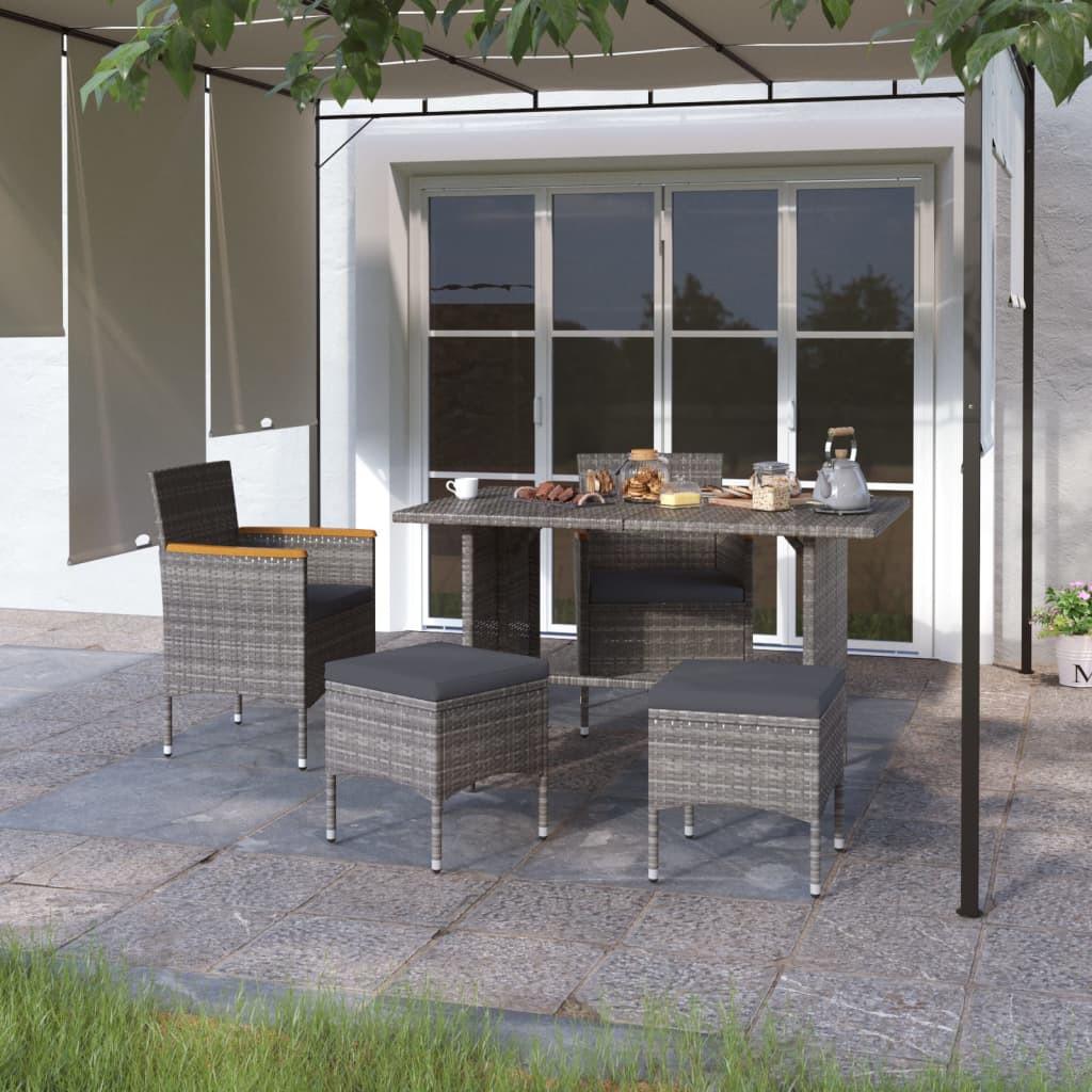 VidaXL Gartenstuhl und hocker poly-rattan
