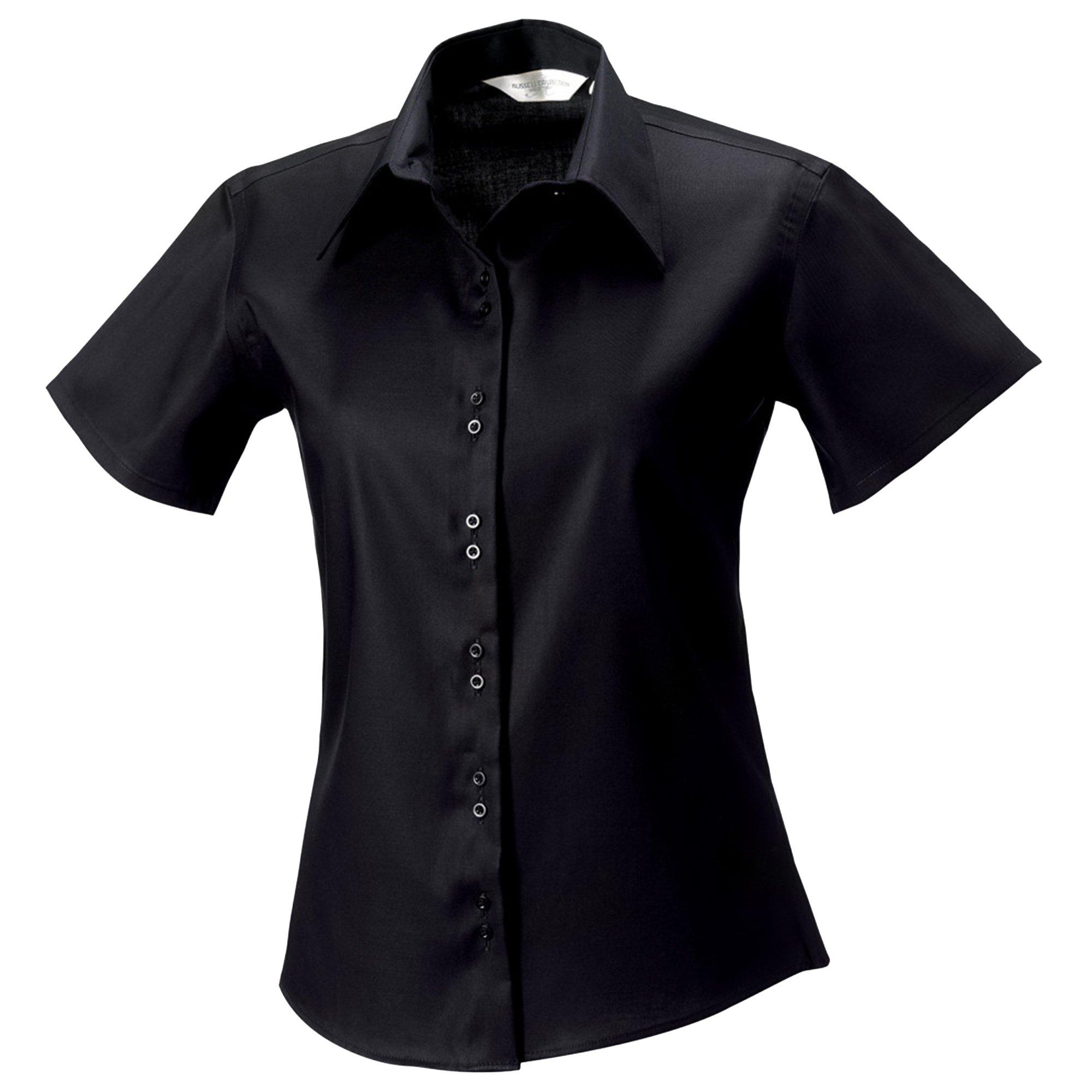 Russell Collection Kurzarm Bügelfrei Bluse