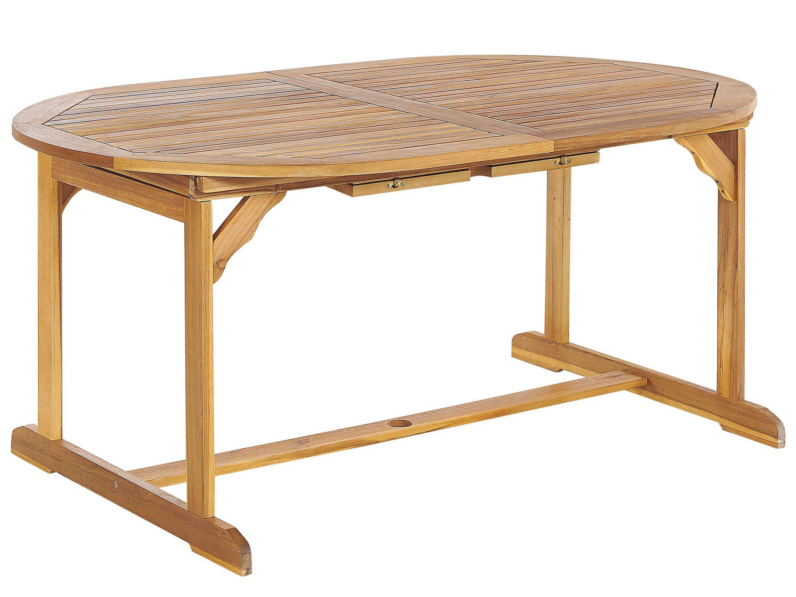 Beliani Gartentisch Set mit Schirm aus Akazienholz Klassisch MAUI II