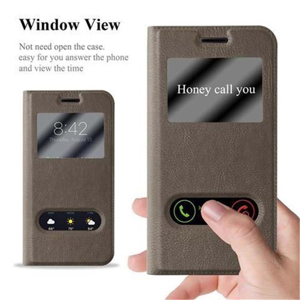 Cadorabo Hülle für Samsung Galaxy J3 2016 Magnetverschluss, 2 Sichtfenstern