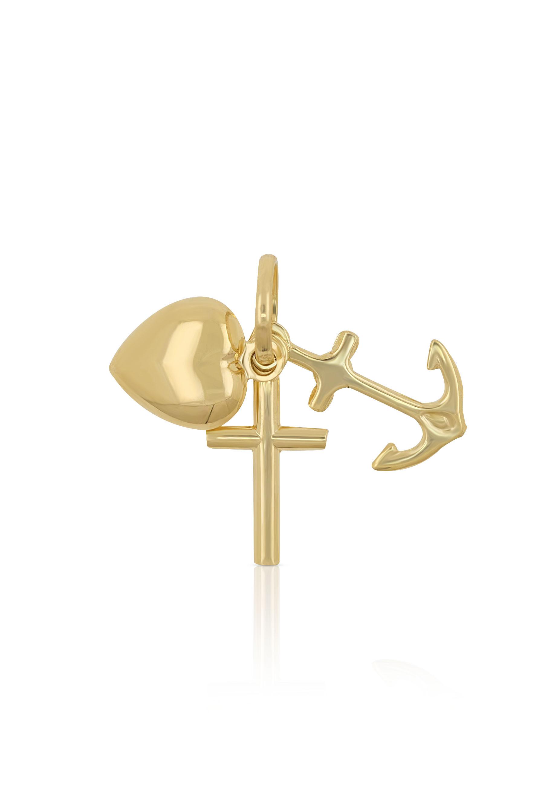 MUAU Schmuck Anhänger Glaube Liebe Hoffnung Gelbgold 750, 9x19mm