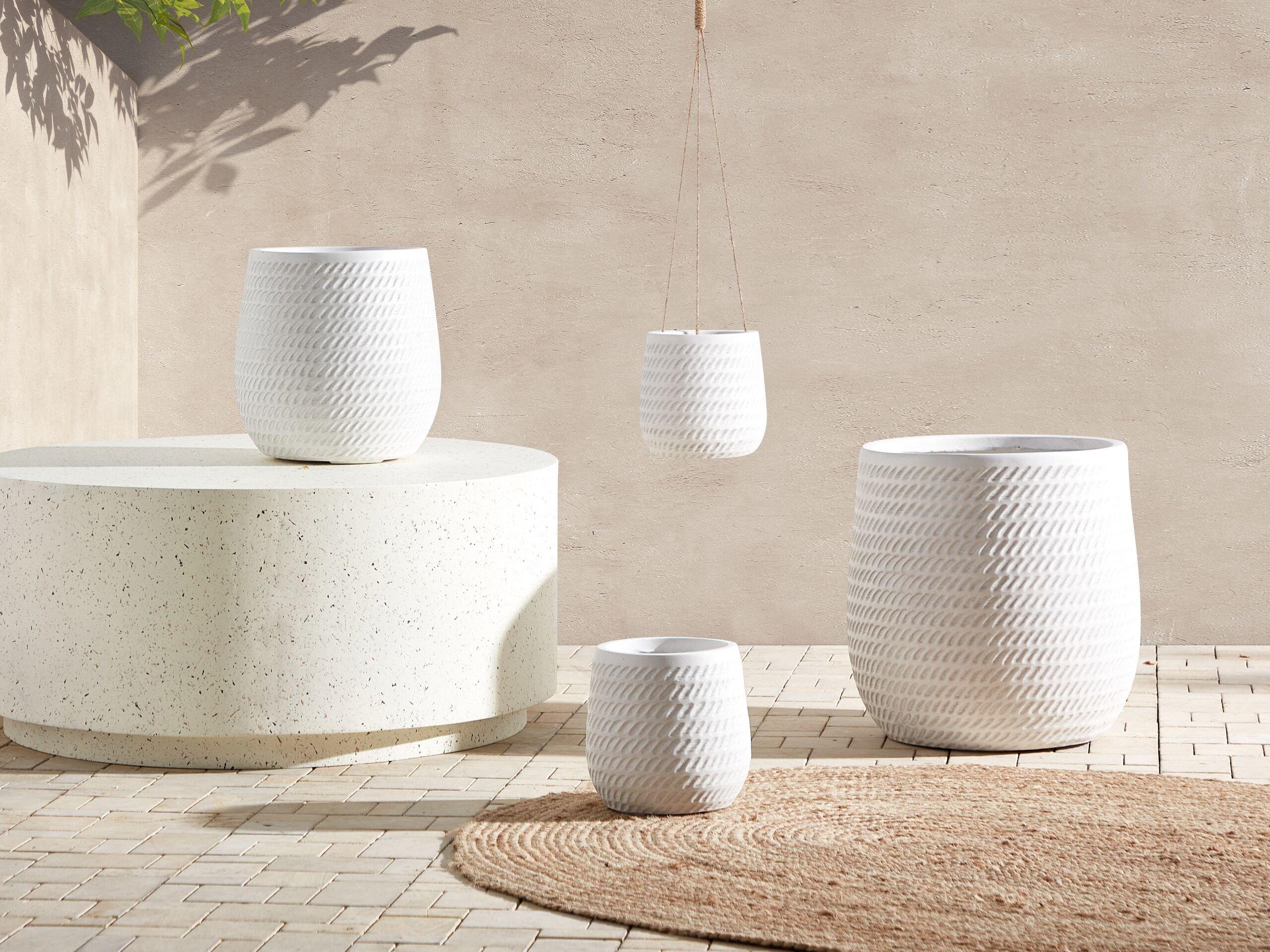 Beliani Blumenkübel aus Lehm-Faser-Mischung Modern LIVADIA