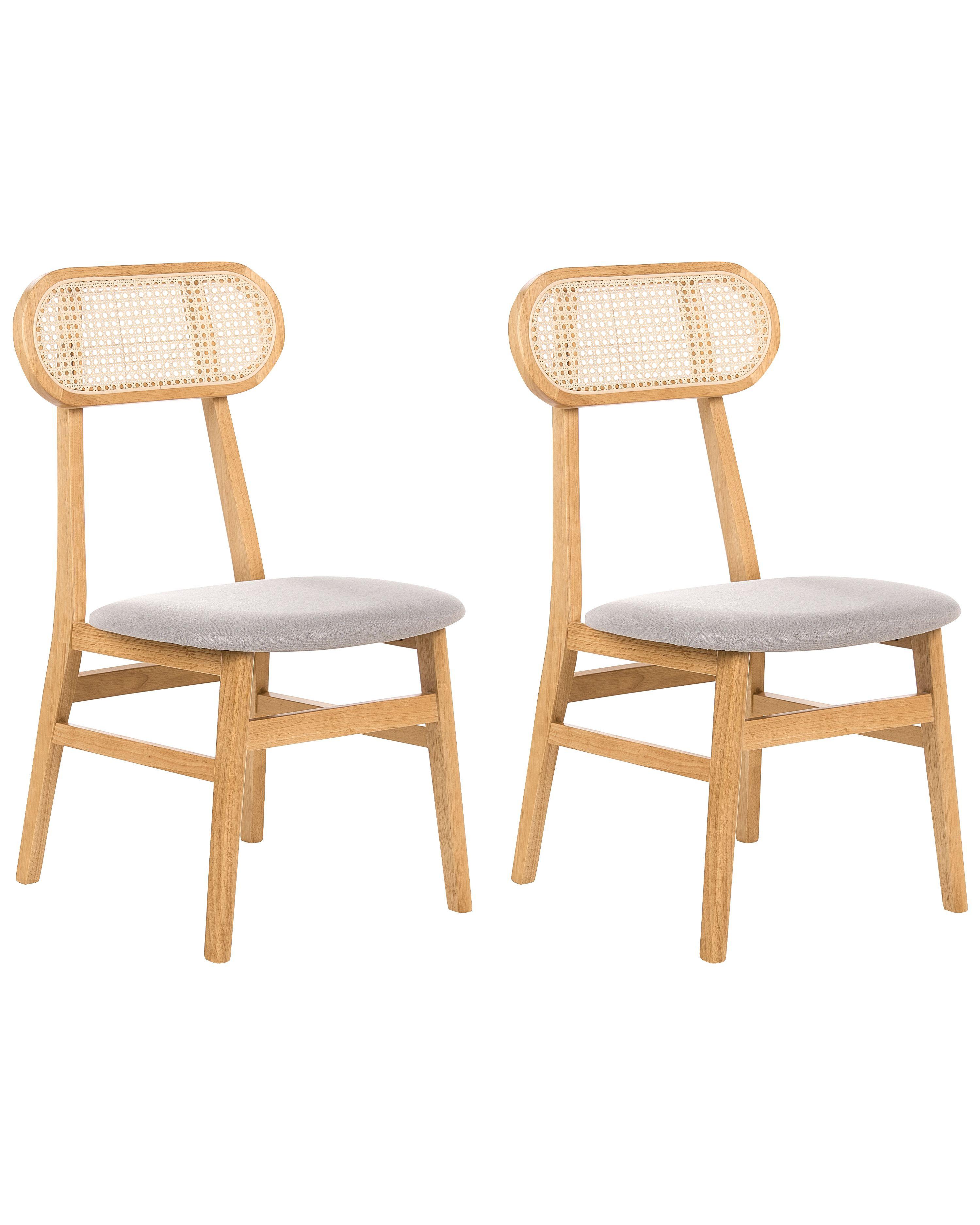 Beliani Esszimmerstuhl 2er Set aus Gummibaumholz Retro FALLON